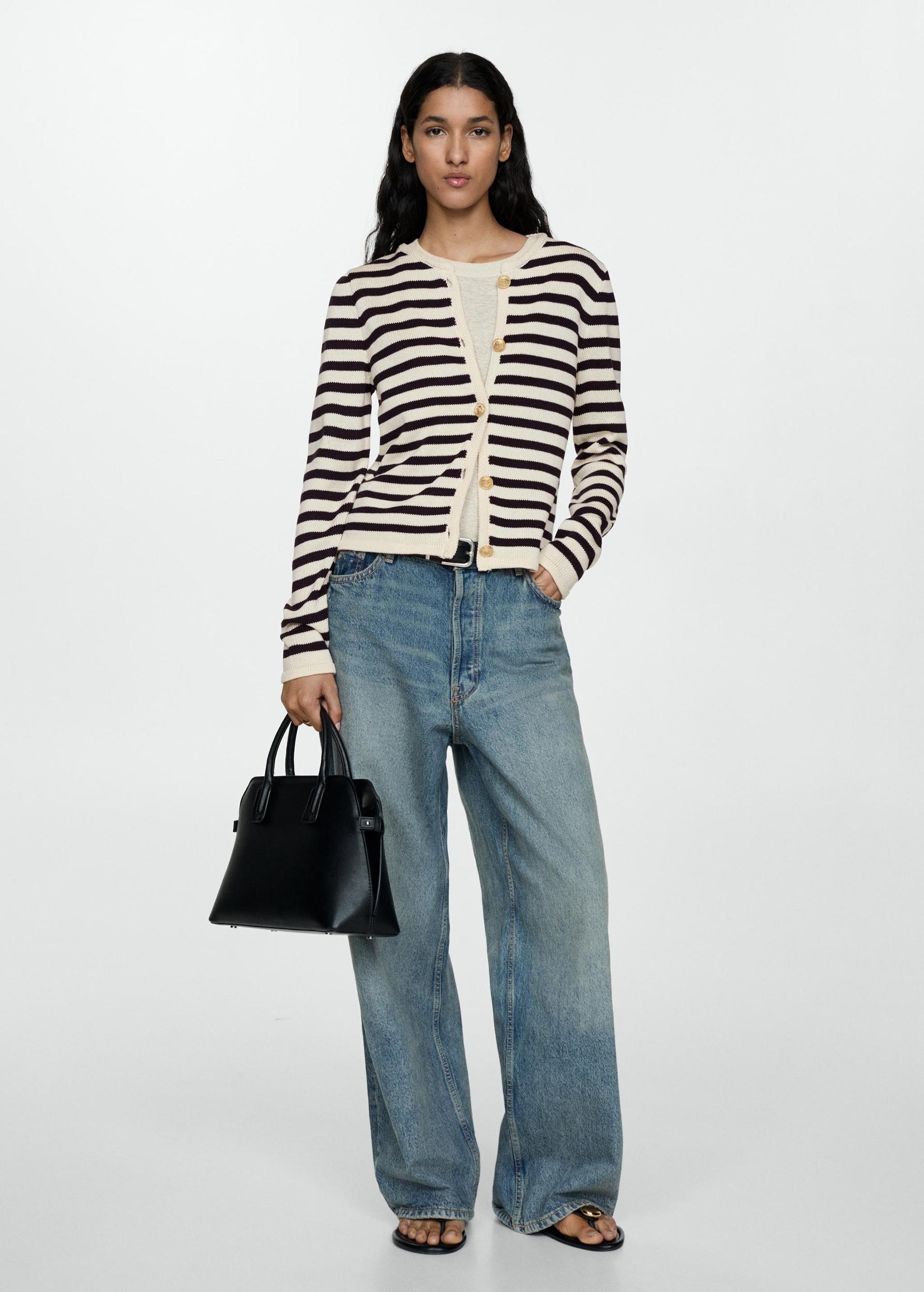 Knitted cardigan with jewel button - Women | MANGO USA Product Image