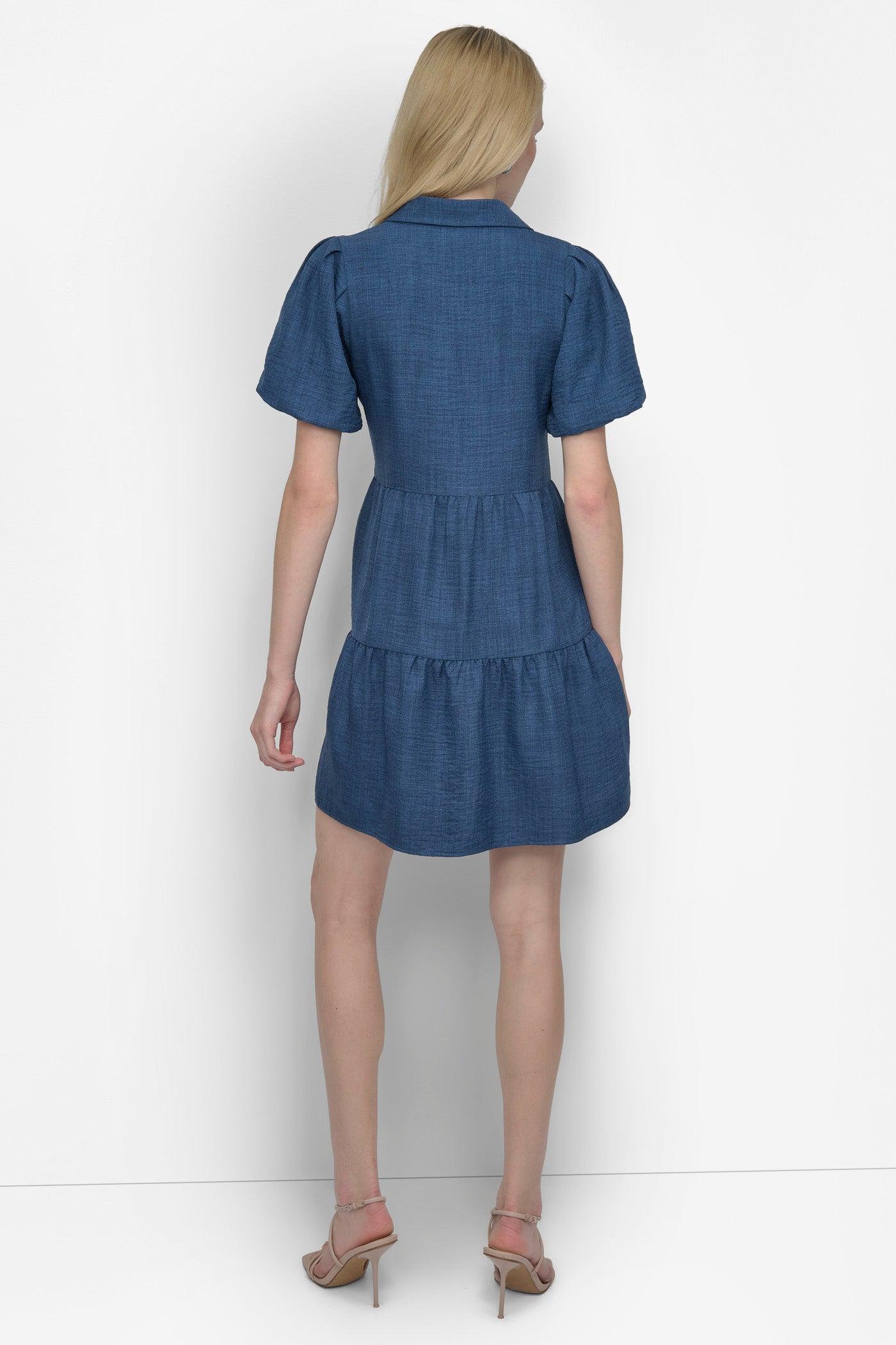 TIERED A-LINE MINI SHIRT DRESS Product Image