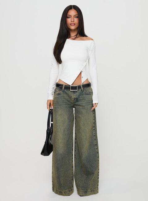 Karre Off The Shoulder Long Sleeve Top White Product Image