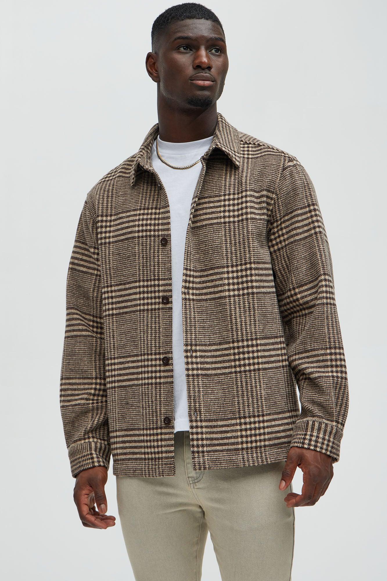 Be Forever Plaid Button Up Shirt - Brown/combo Product Image