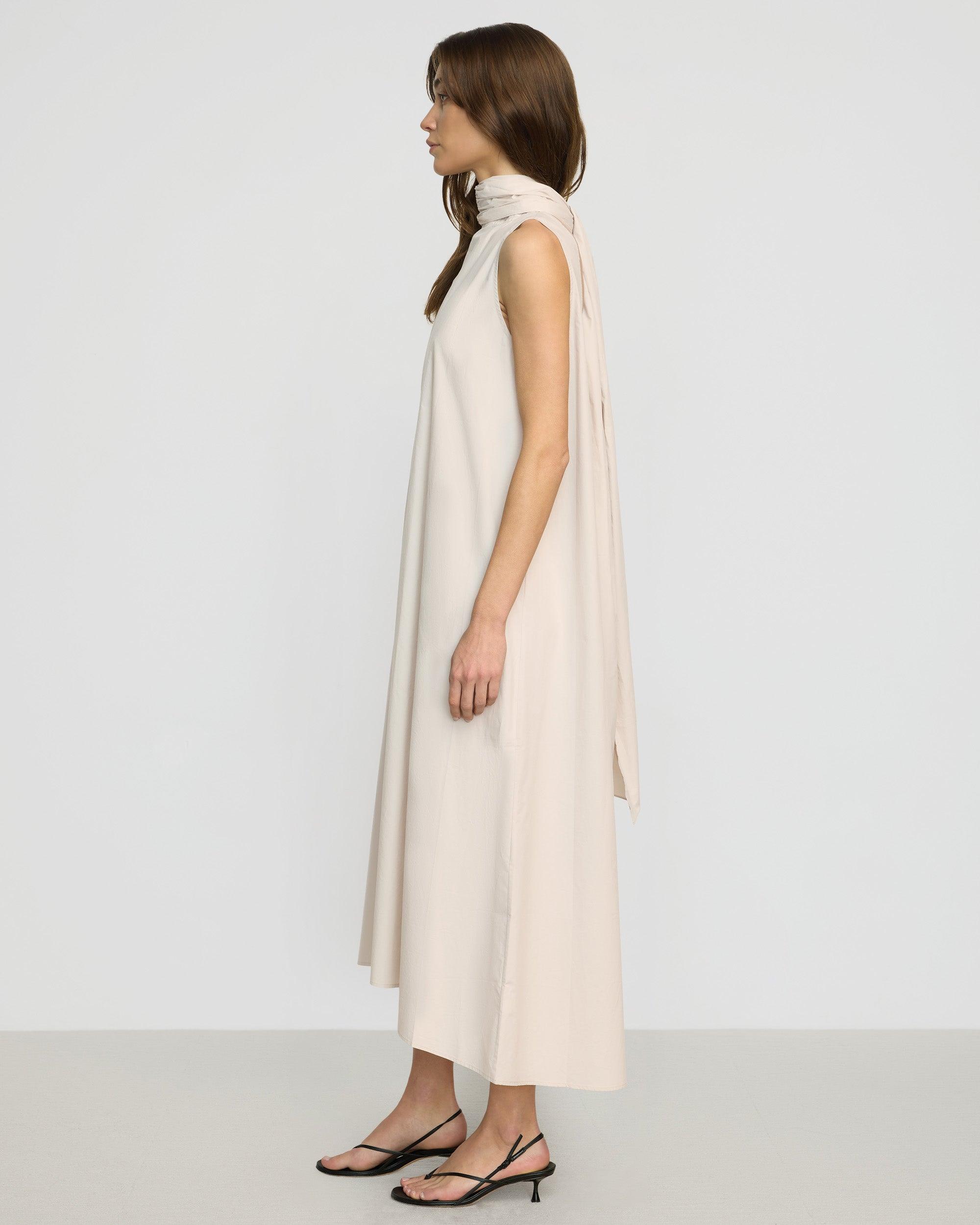 Yasmina Scarf-Neck Cotton Dress Product Image