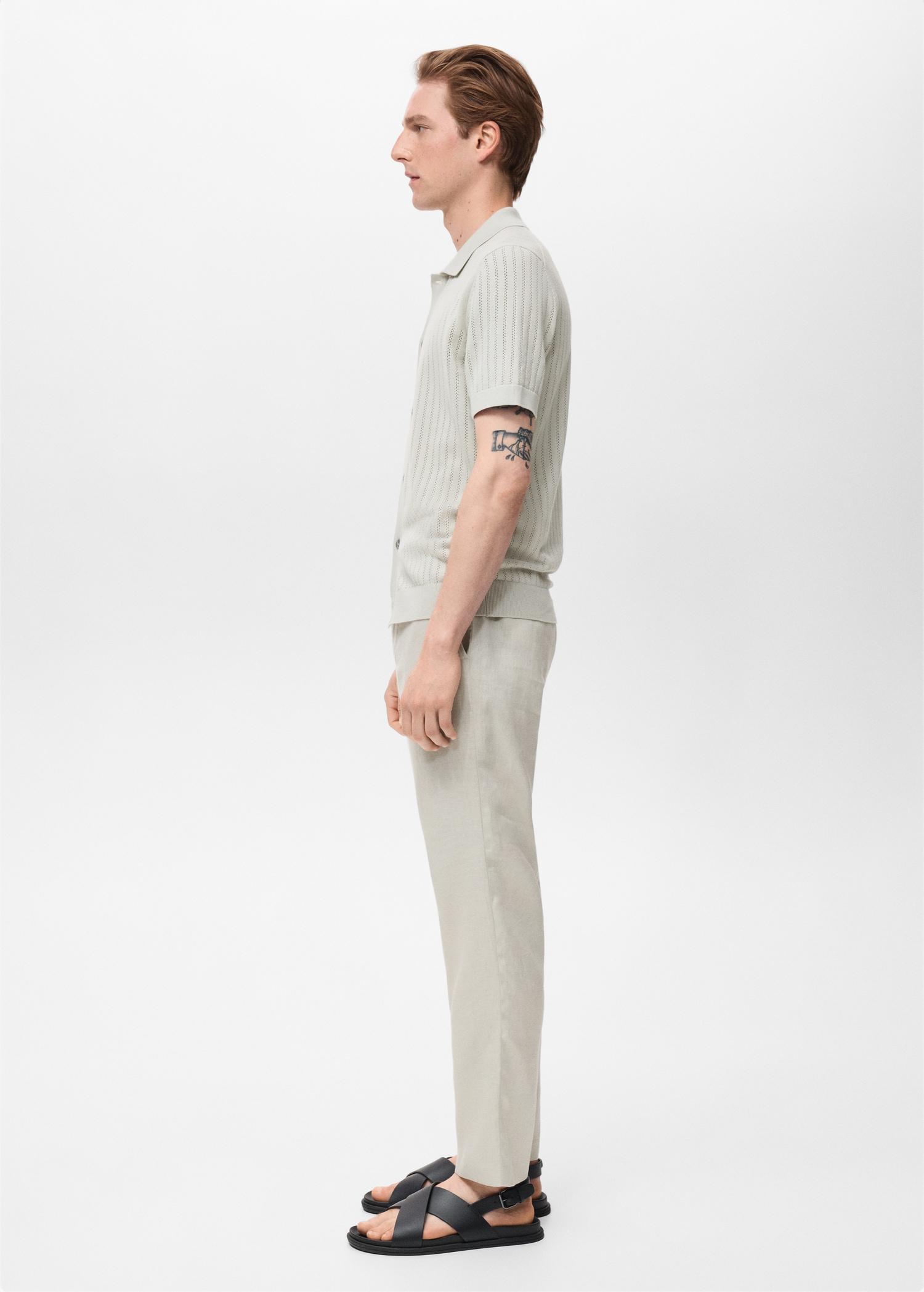 Cotton blouse with openwork detail - Men | MANGO USA Product Image