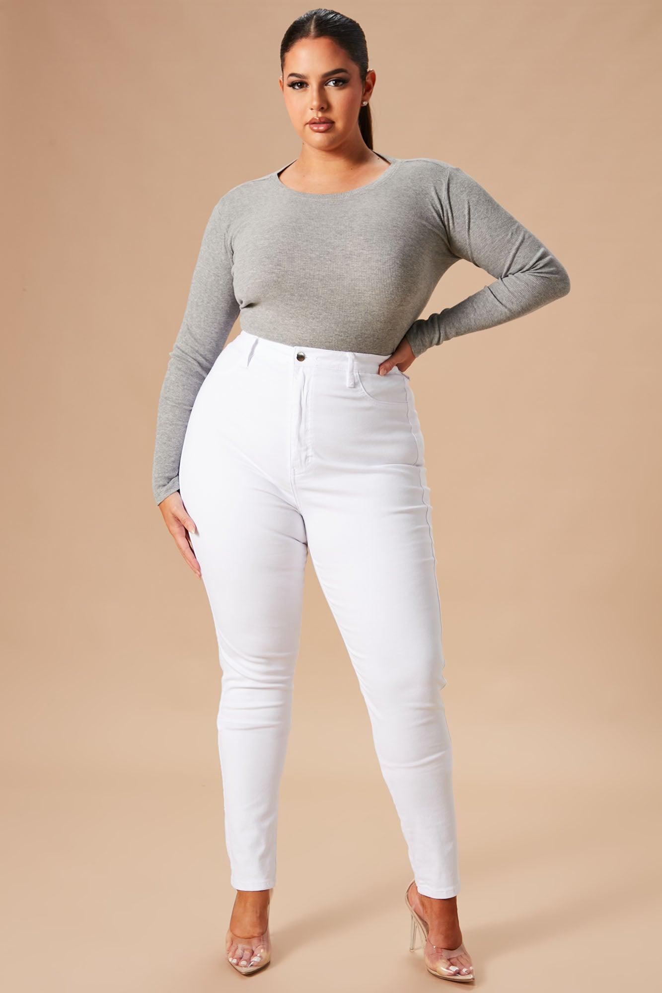 Classic High Waist Skinny Jeans - White Product Image