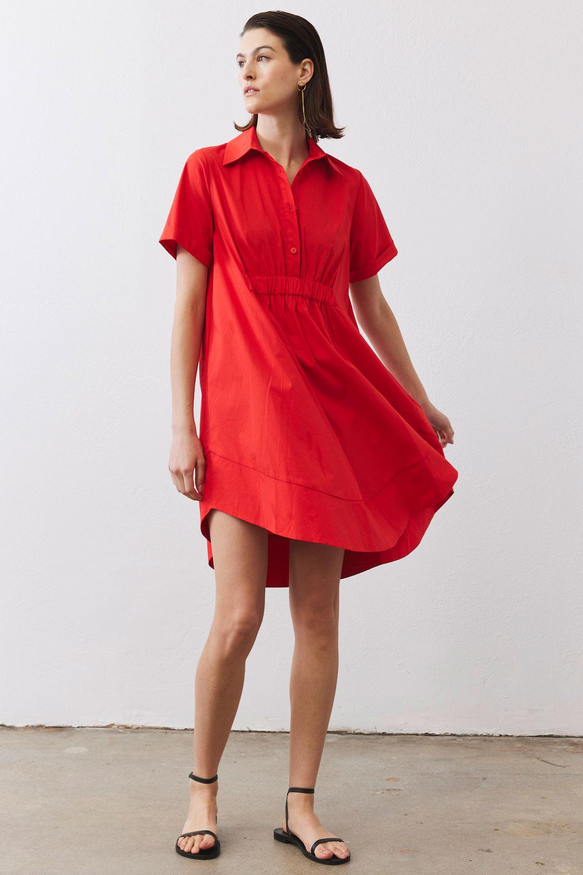 Oversized Pinch Waist Poplin Dress Product Image