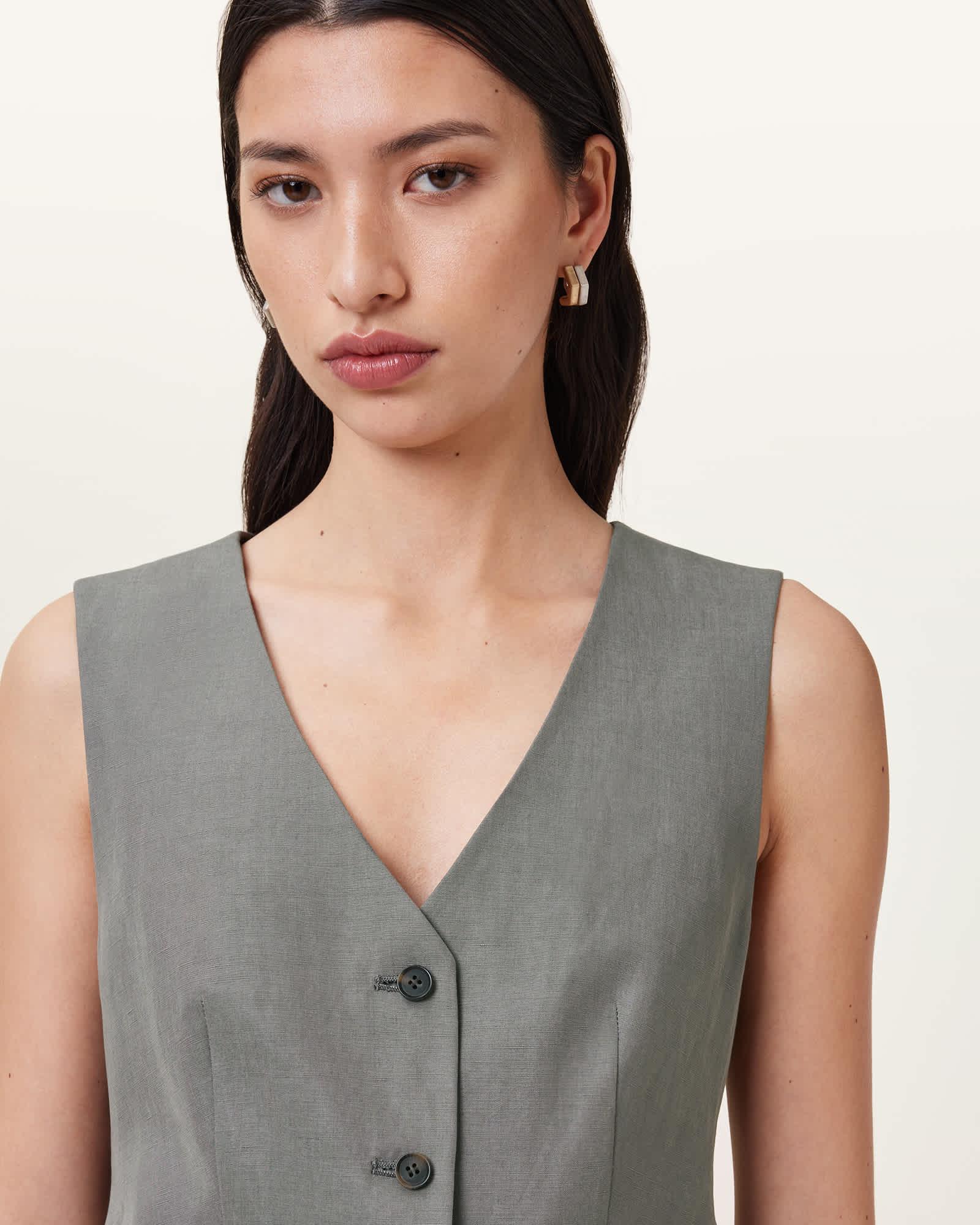 Averie Tencel Relaxed Fit Linen Blend Vest Product Image