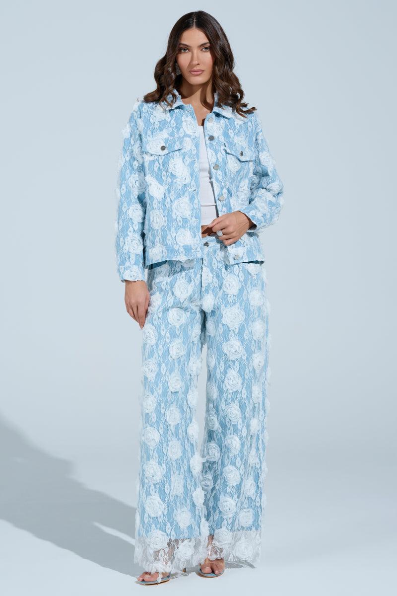 FOLLOW MY LEAD APPLIQUE WIDE LEG DENIM Product Image