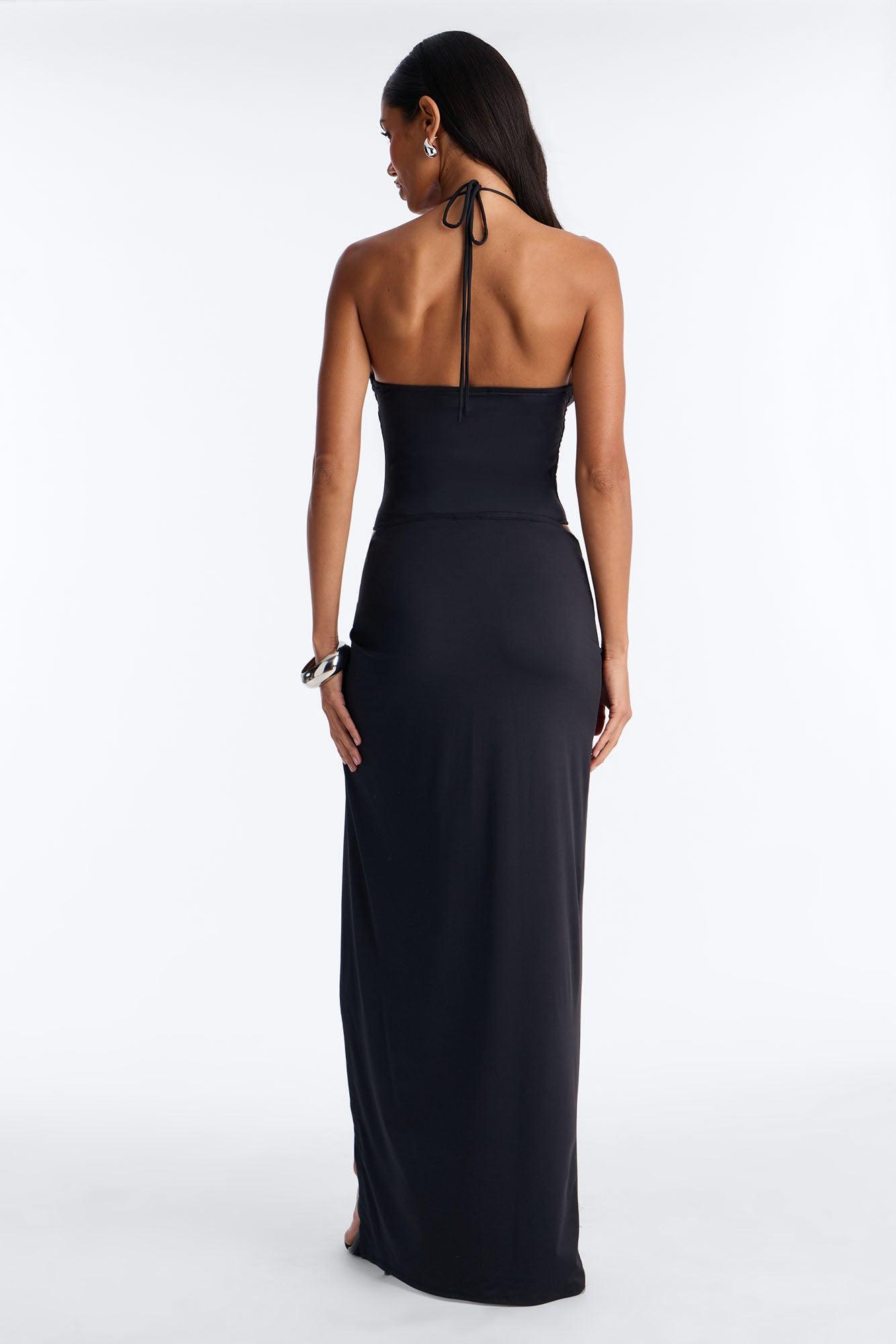 Midnight Goddess Bodysuit Skirt Set - Black Female Product Image