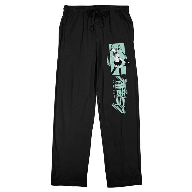Men's Hatsune Miku Character Sleep Pants, Size: Small, Black Product Image