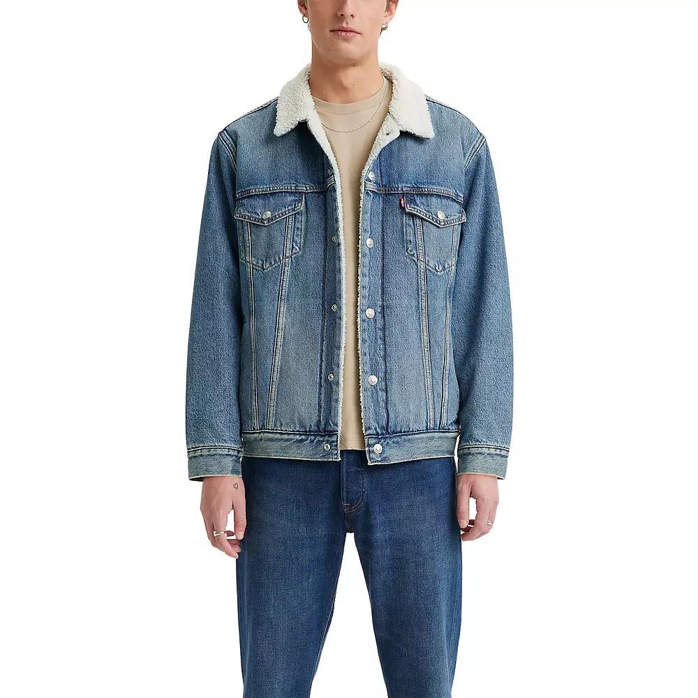Men's Levi's® Relaxed Sherpa Lined Button Front Trucker Jacket,  Product Image