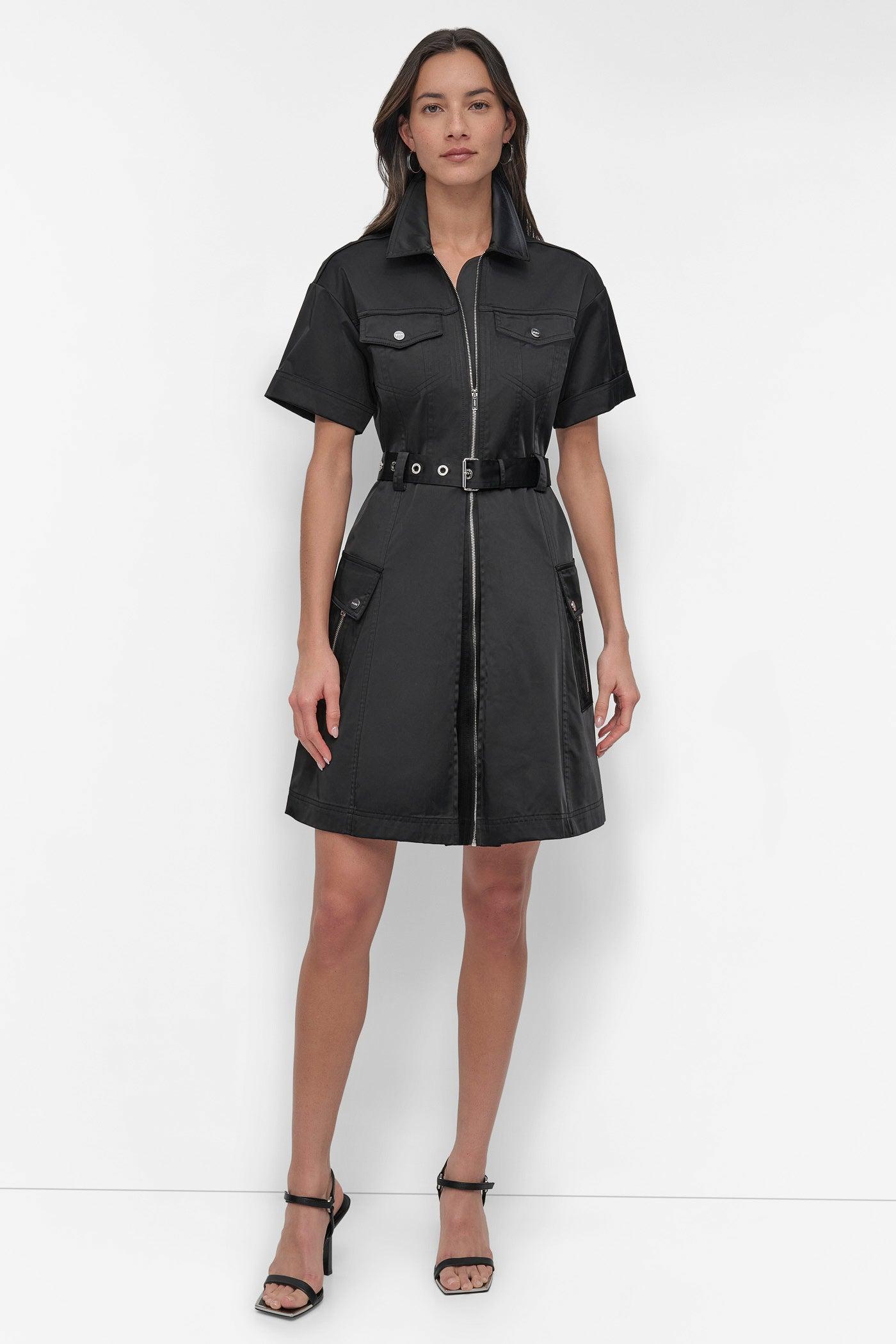 SHIRT DRESS WITH FRONT ZIPPER Product Image