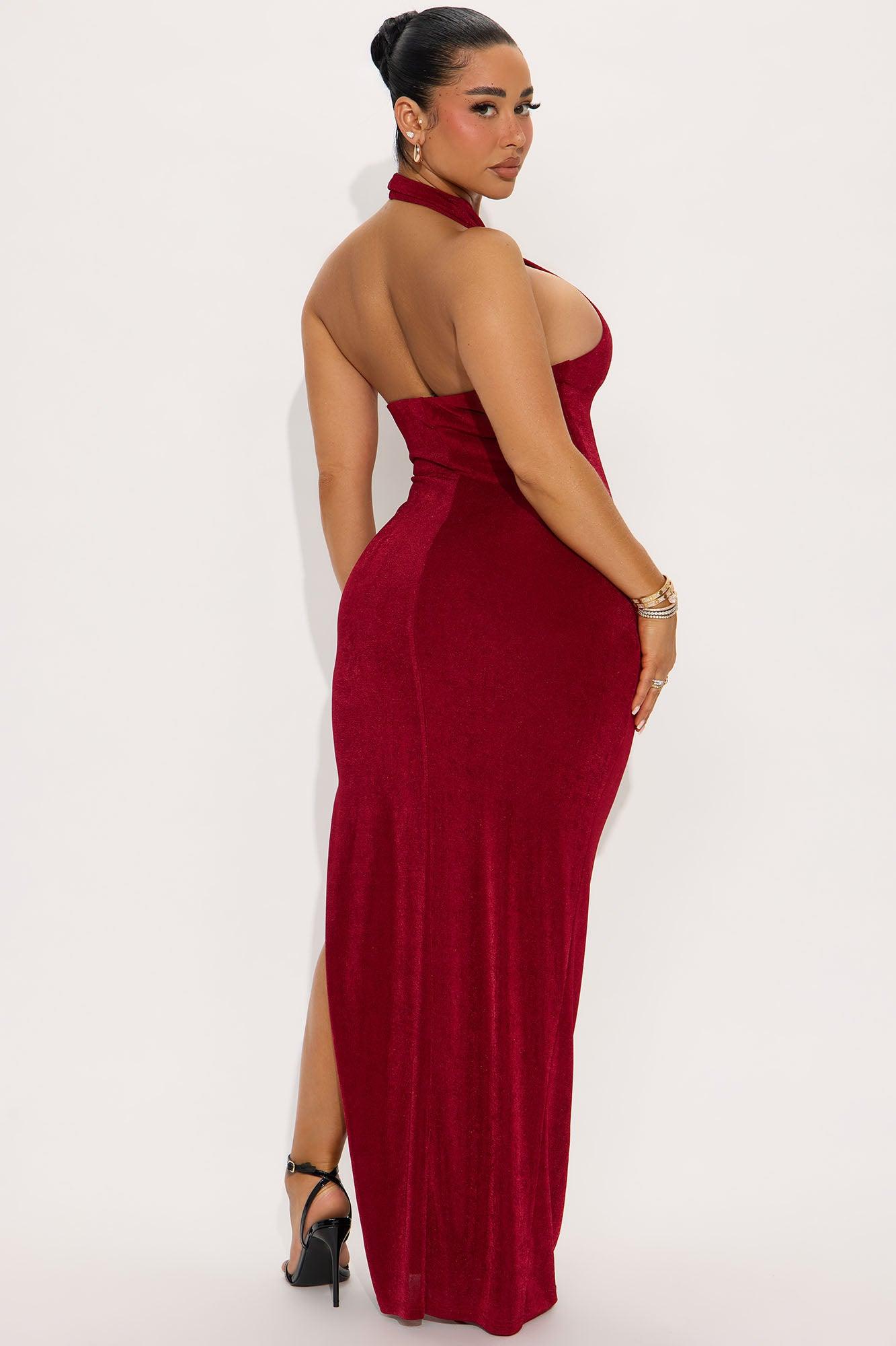 Monet Slinky Maxi Dress - Wine Product Image