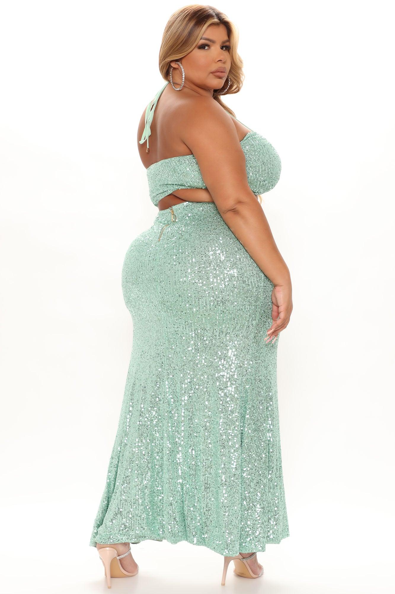 Endless Nights Sequin Maxi Dress - Mint Product Image