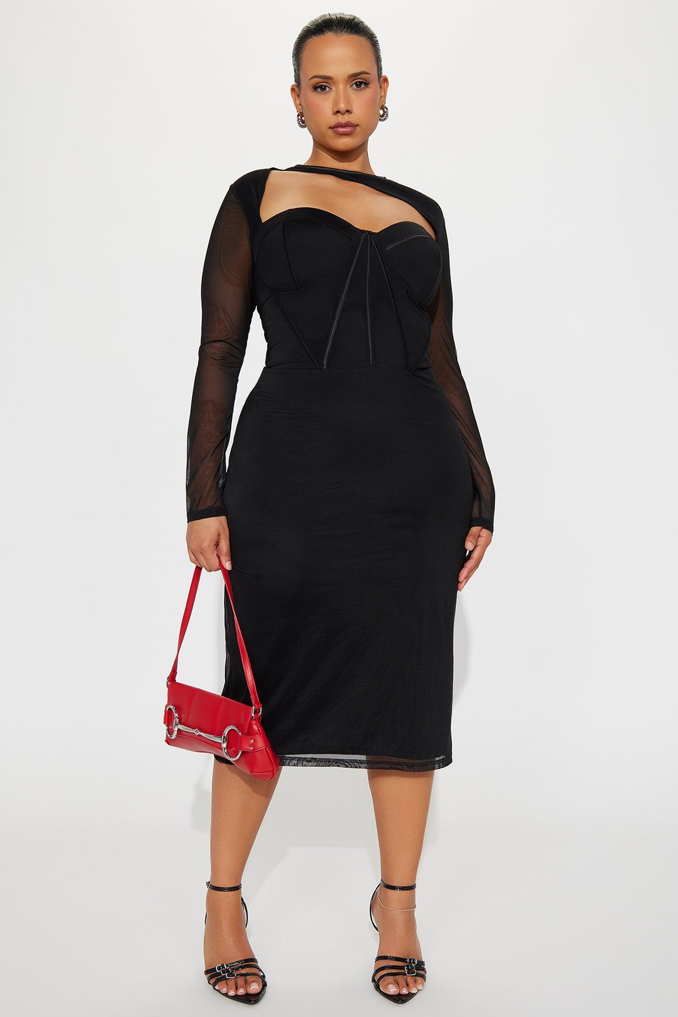 Cocktail Hour Corset Midi Dress - Black Female Product Image