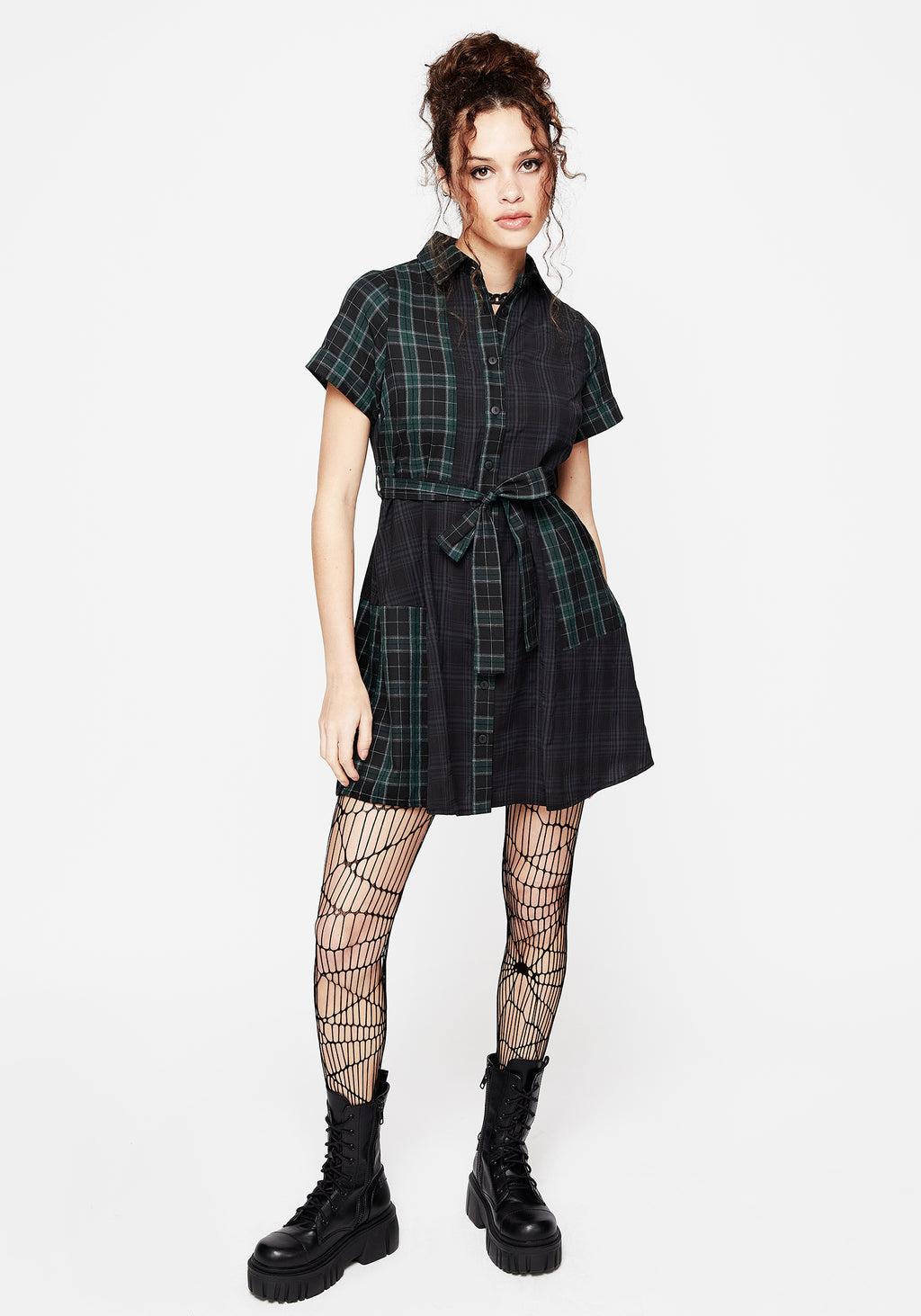 Analogue Check Cotton Mini Shirt Dress Product Image