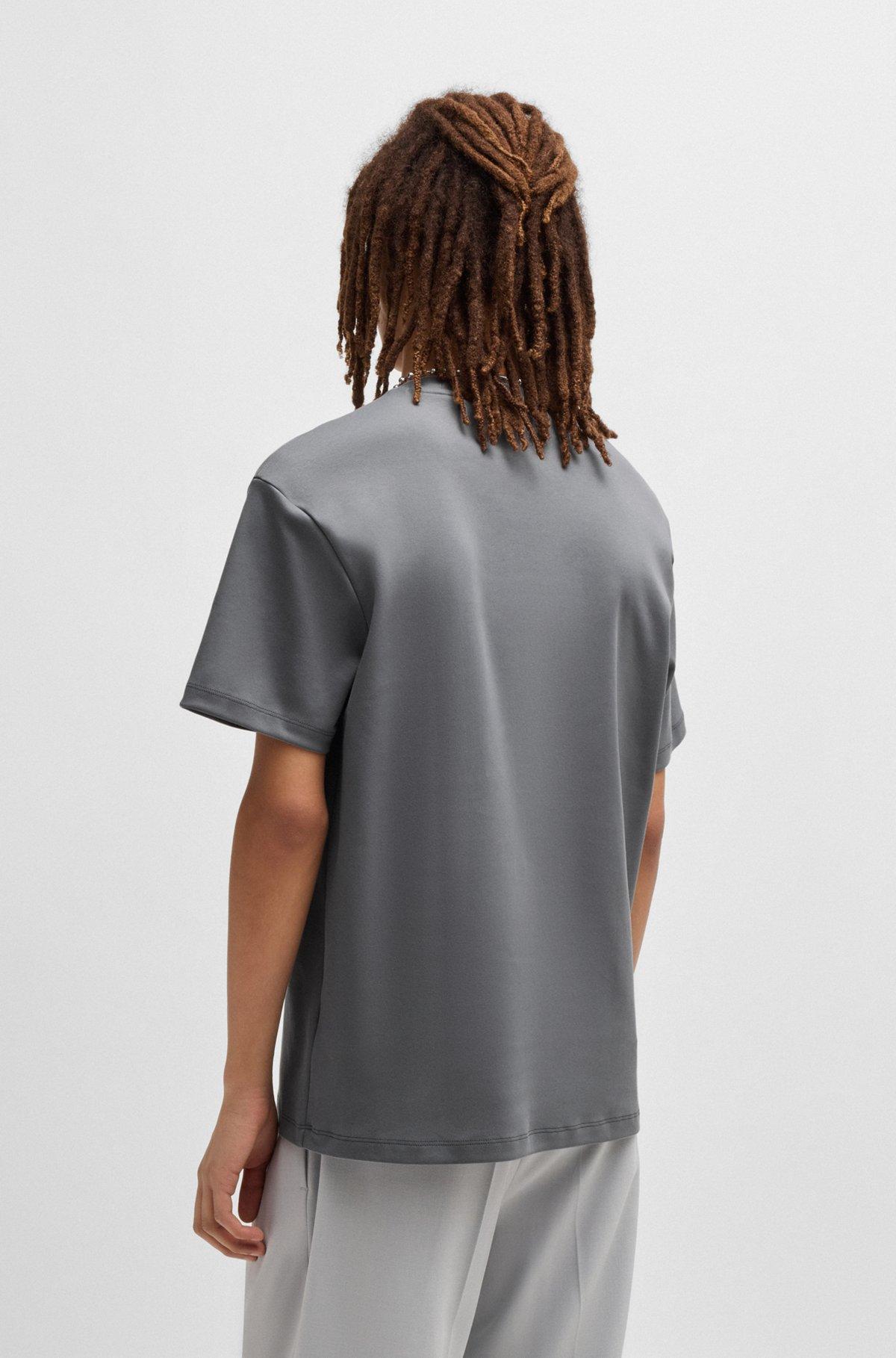 Interlock-cotton T-shirt with metallic stacked-logo badge Product Image