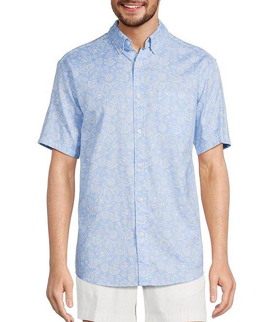 Roundtree & Yorke Short Sleeve Paisley Print Oxford Sport Shirt Product Image