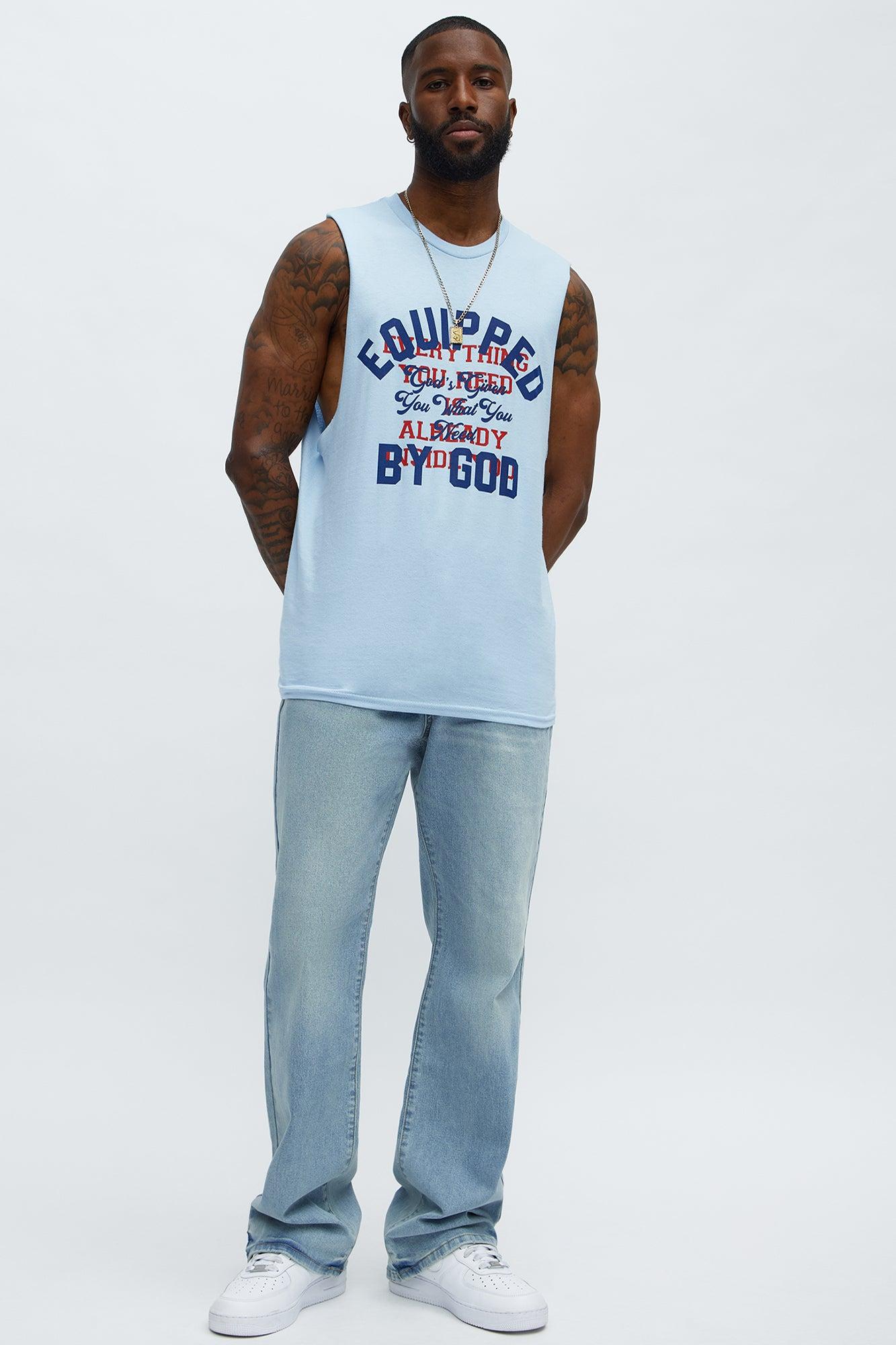 Equipped By God Muscle Tee - Light Blue Male Product Image