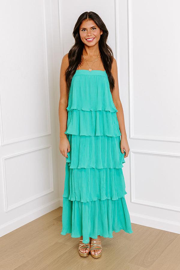 Dreamy Mood Pleated Midi In Turquoise Product Image
