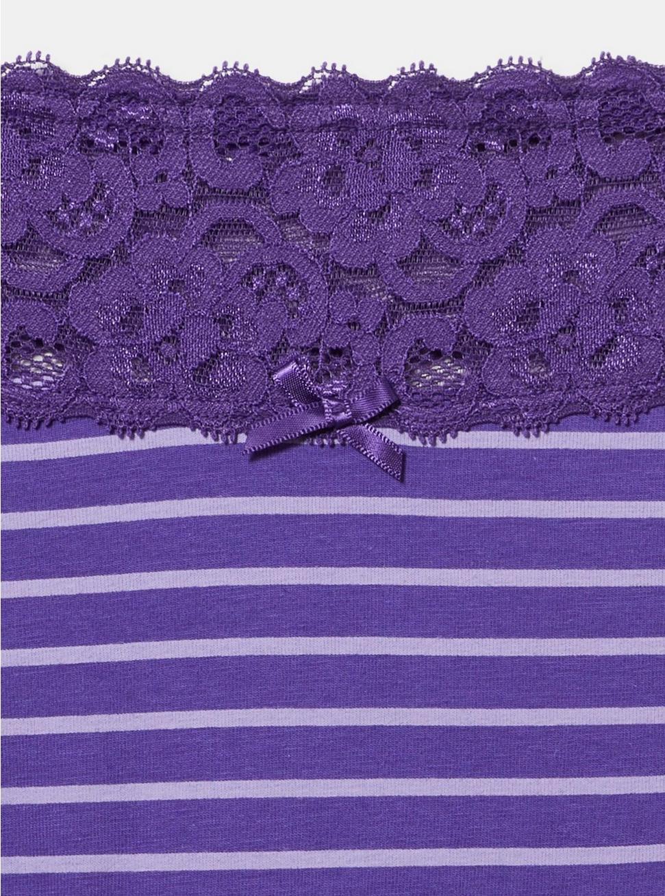 Cotton Mid-Rise Lace Trim Thong Panty Product Image