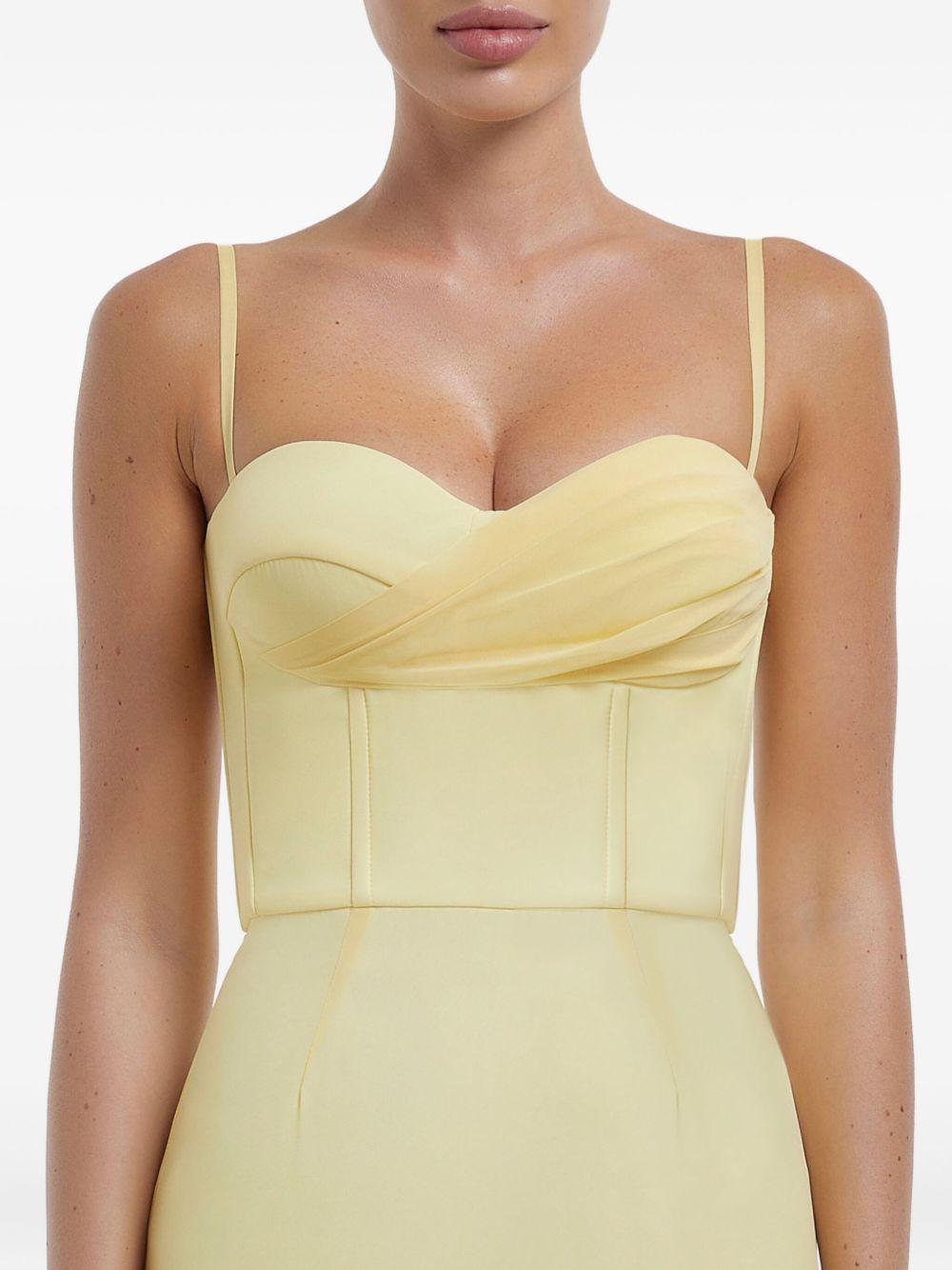 draped-bodice flounced bustier dress Product Image