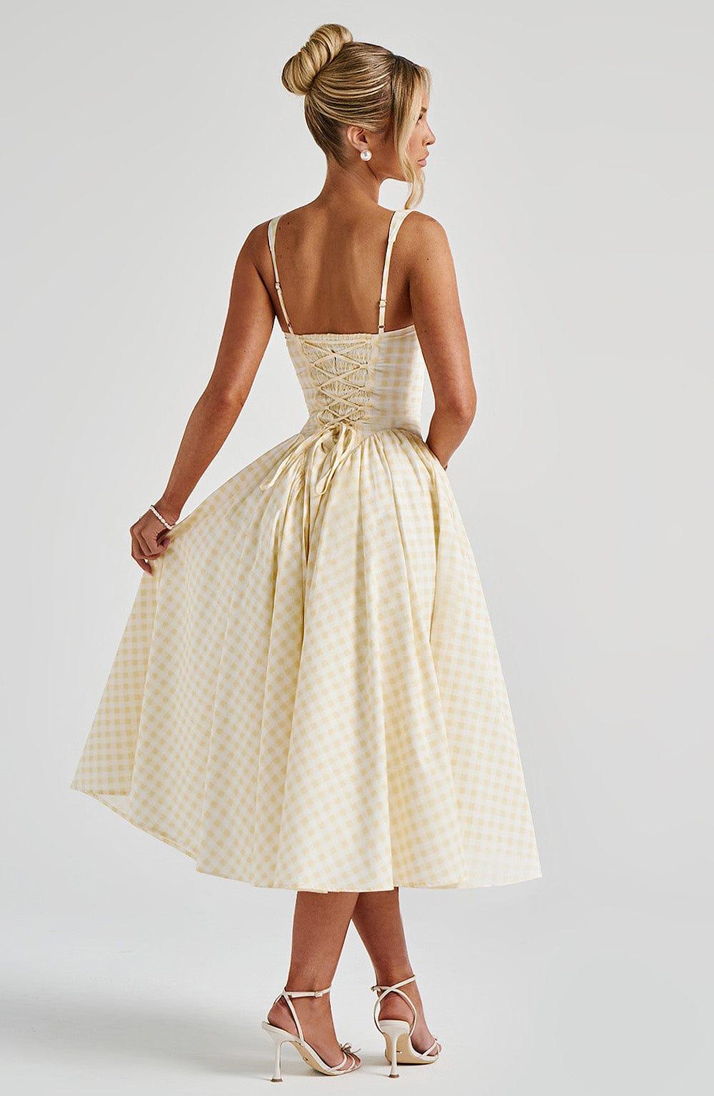 Sherrie Midi Dress - Lemon Gingham Product Image