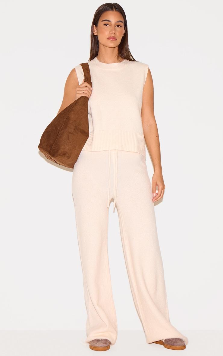 Ecru Marl Soft Knit High Sleeveless Top Product Image