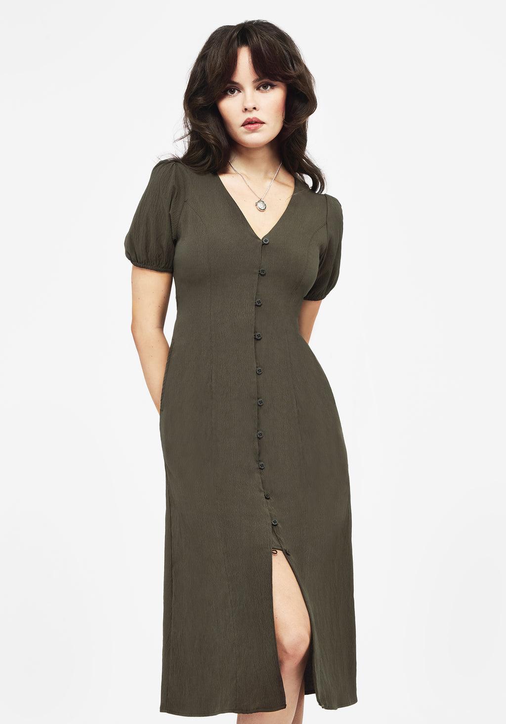Rosette Button Up Midi Dress Product Image