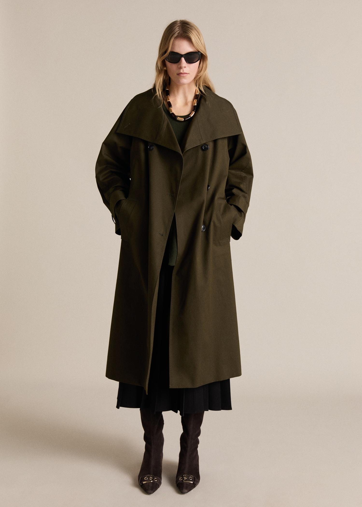 Long double-breasted trench coat - Women | MANGO USA Product Image
