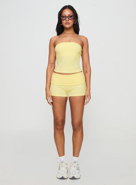 Baseline Strapless Rib Top Yellow Product Image