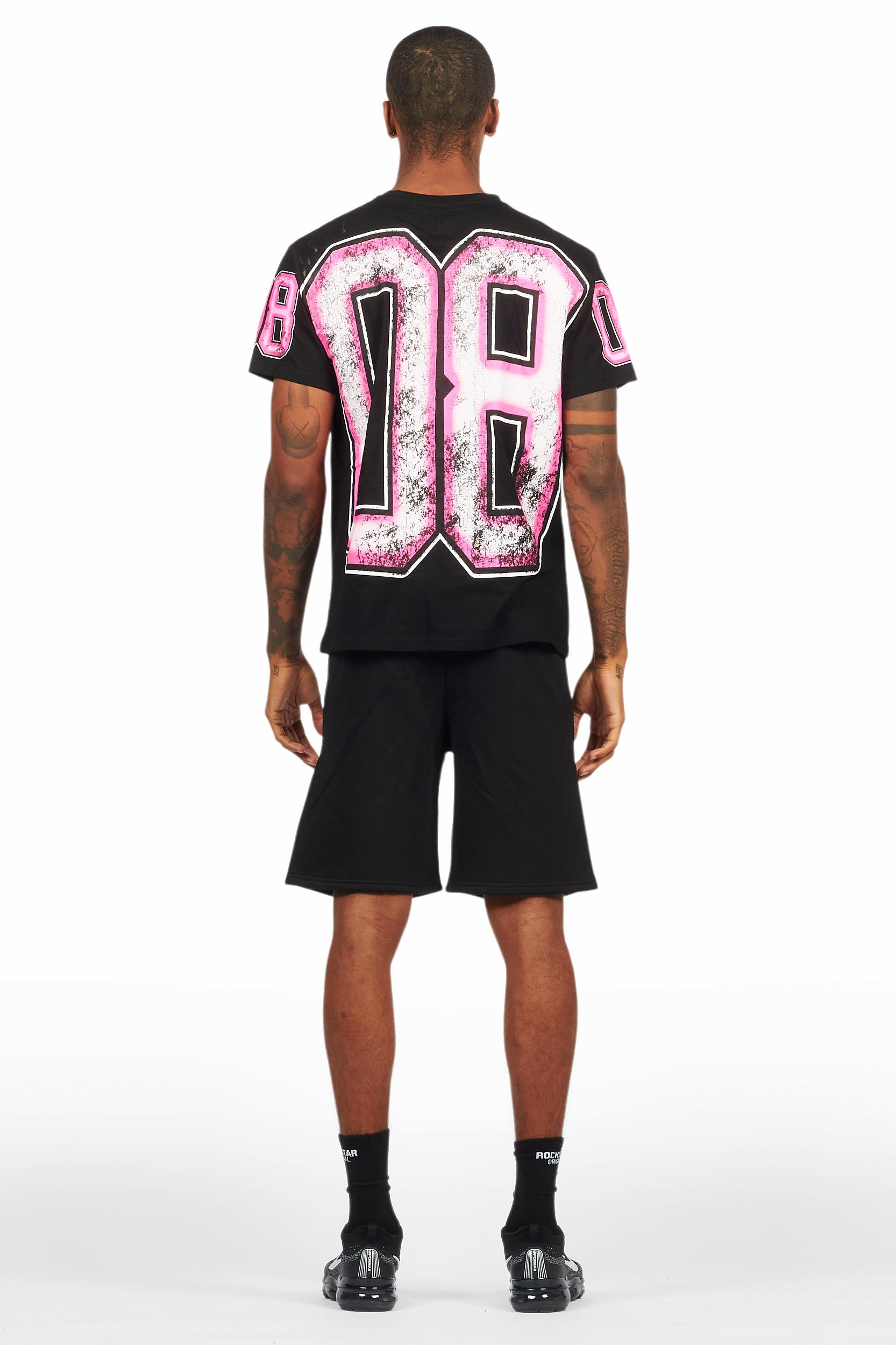 Fields Black/Pink T-Shirt Short Set Male Product Image
