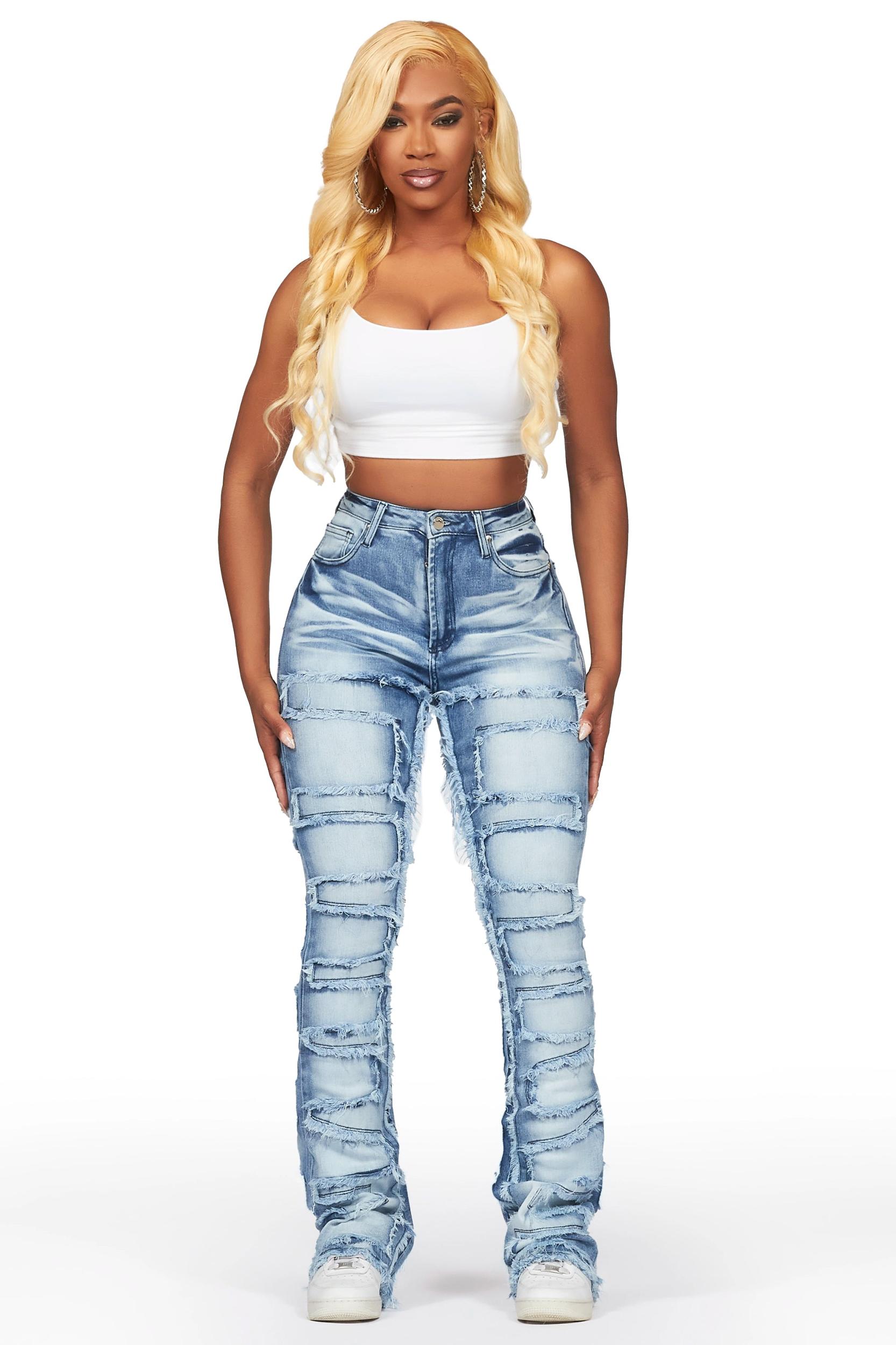 Zariyah Med. Wash Stacked Flare Jean Female Product Image