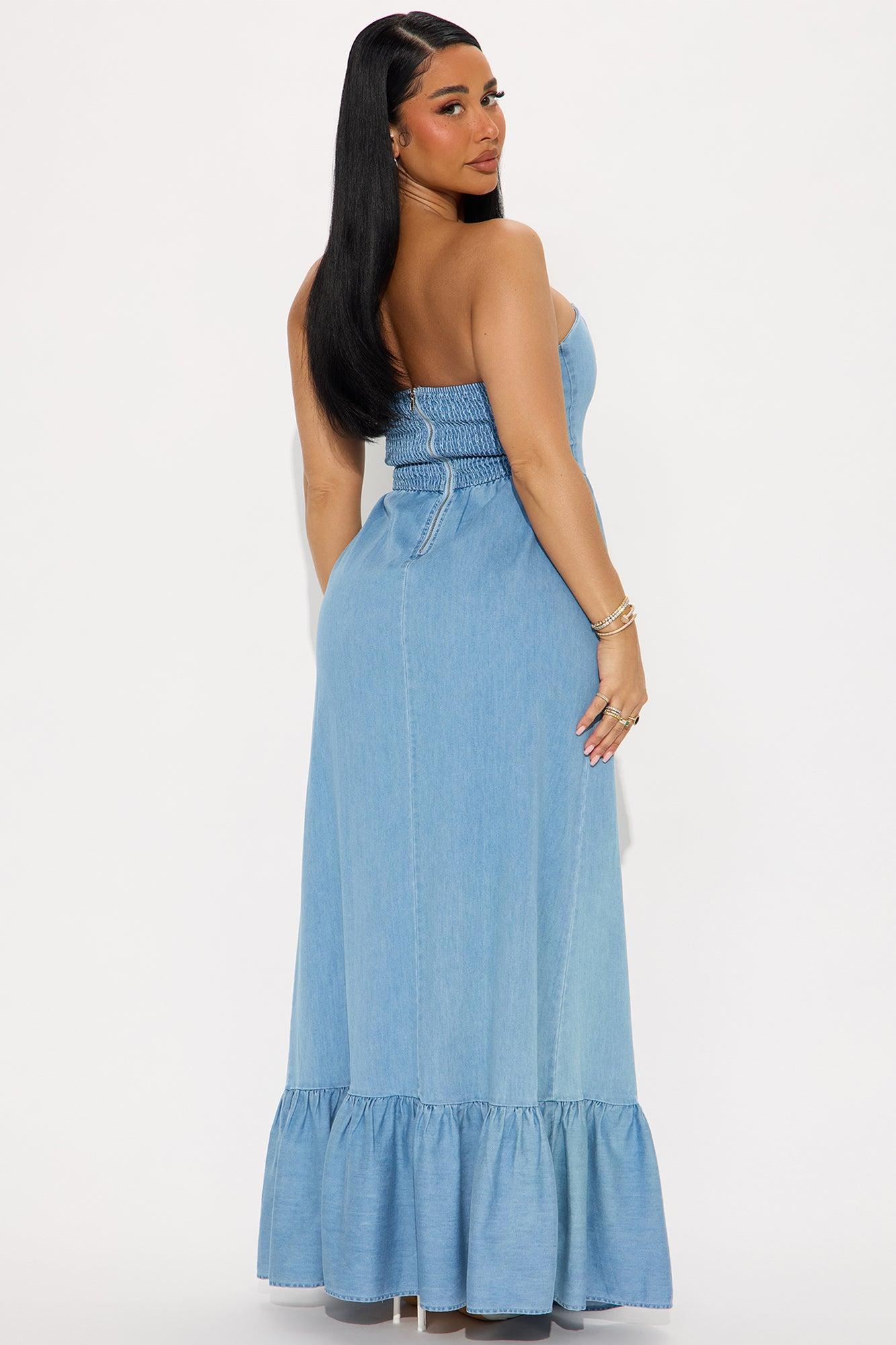 Ericka Denim Maxi Dress - Medium Wash Female Product Image