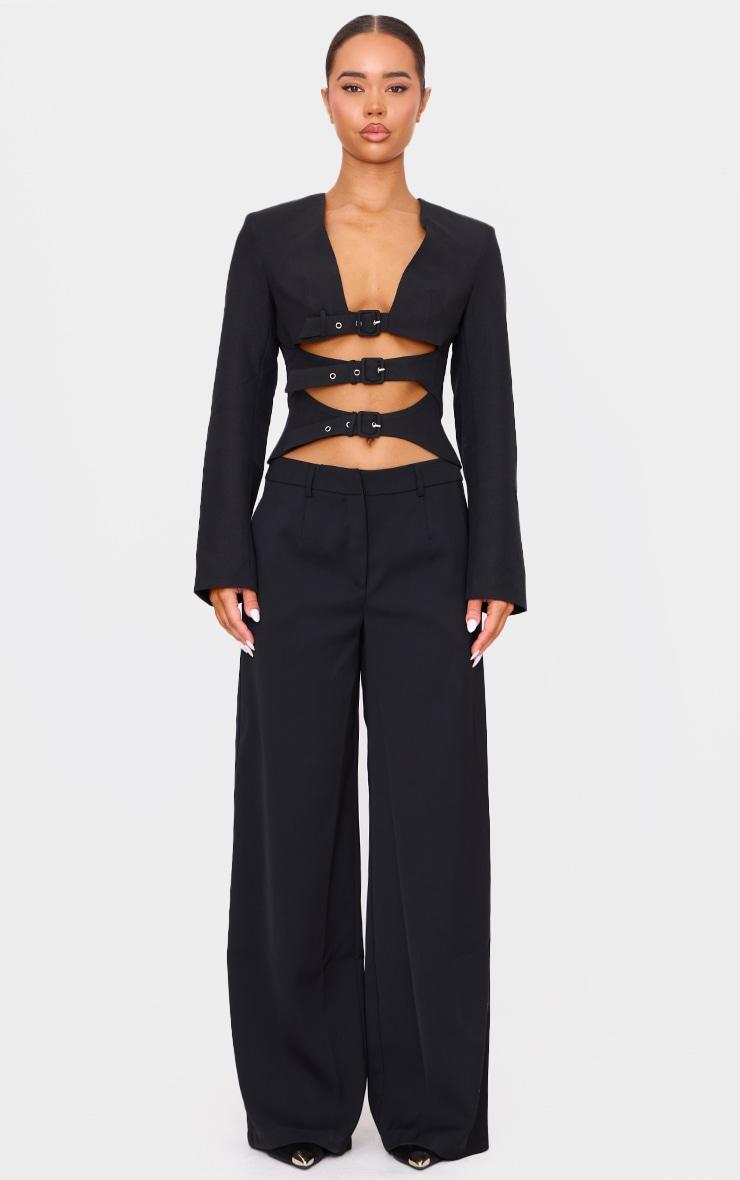 Black Buckle Cropped Blazer Product Image