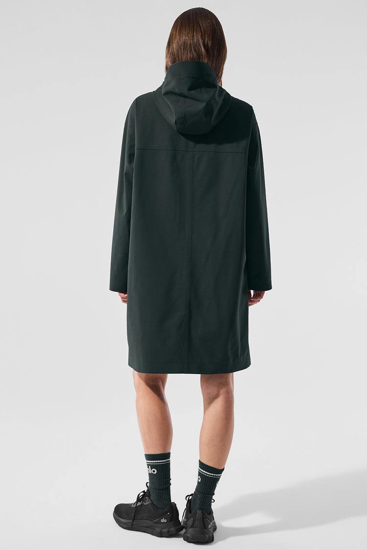 Rain Or Shine Long Coat - Charcoal Green Product Image