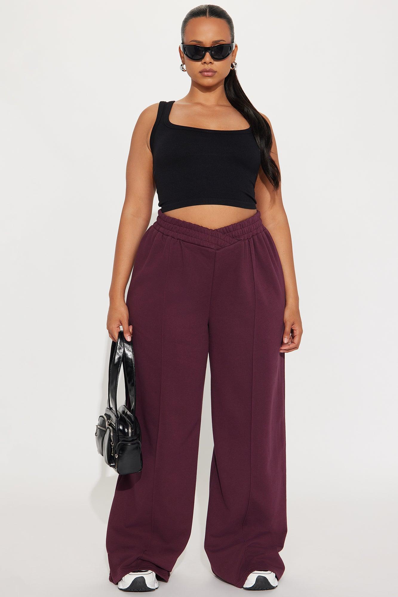 Cassandra Cross Over Lounge Pant - Burgundy Female Product Image