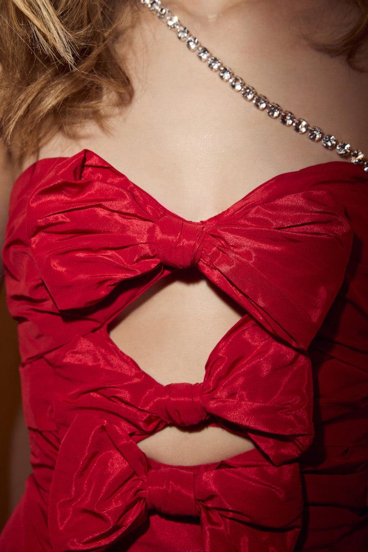 Woodlow Bow Mini Dress - RED Product Image