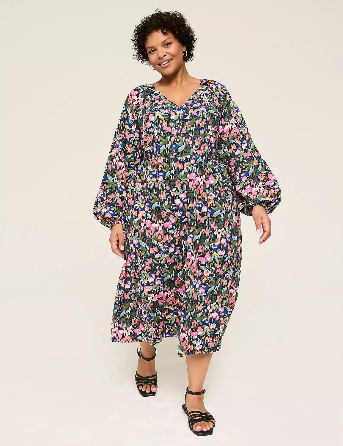 Long-Sleeve V-Neck Dress Product Image