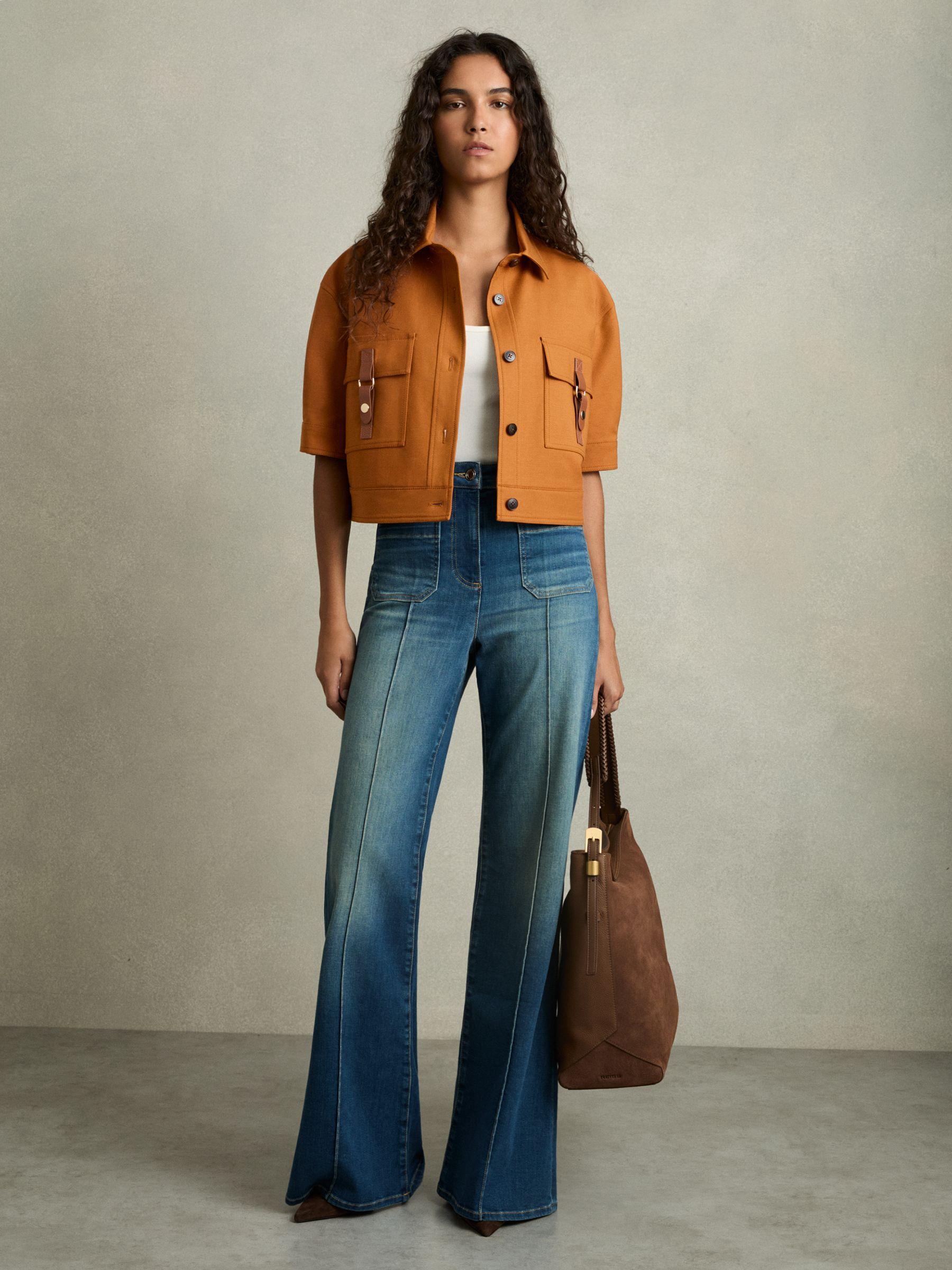 Button-Through Cropped Cargo Top in Rust Product Image