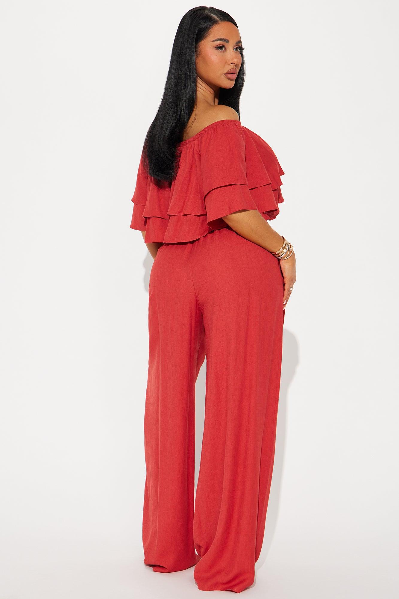 Lorraine Linen Pant Set - Rust Product Image