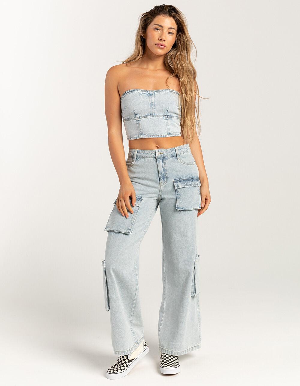 RSQ Womens Denim Tube Top - LIGHT WASH Product Image