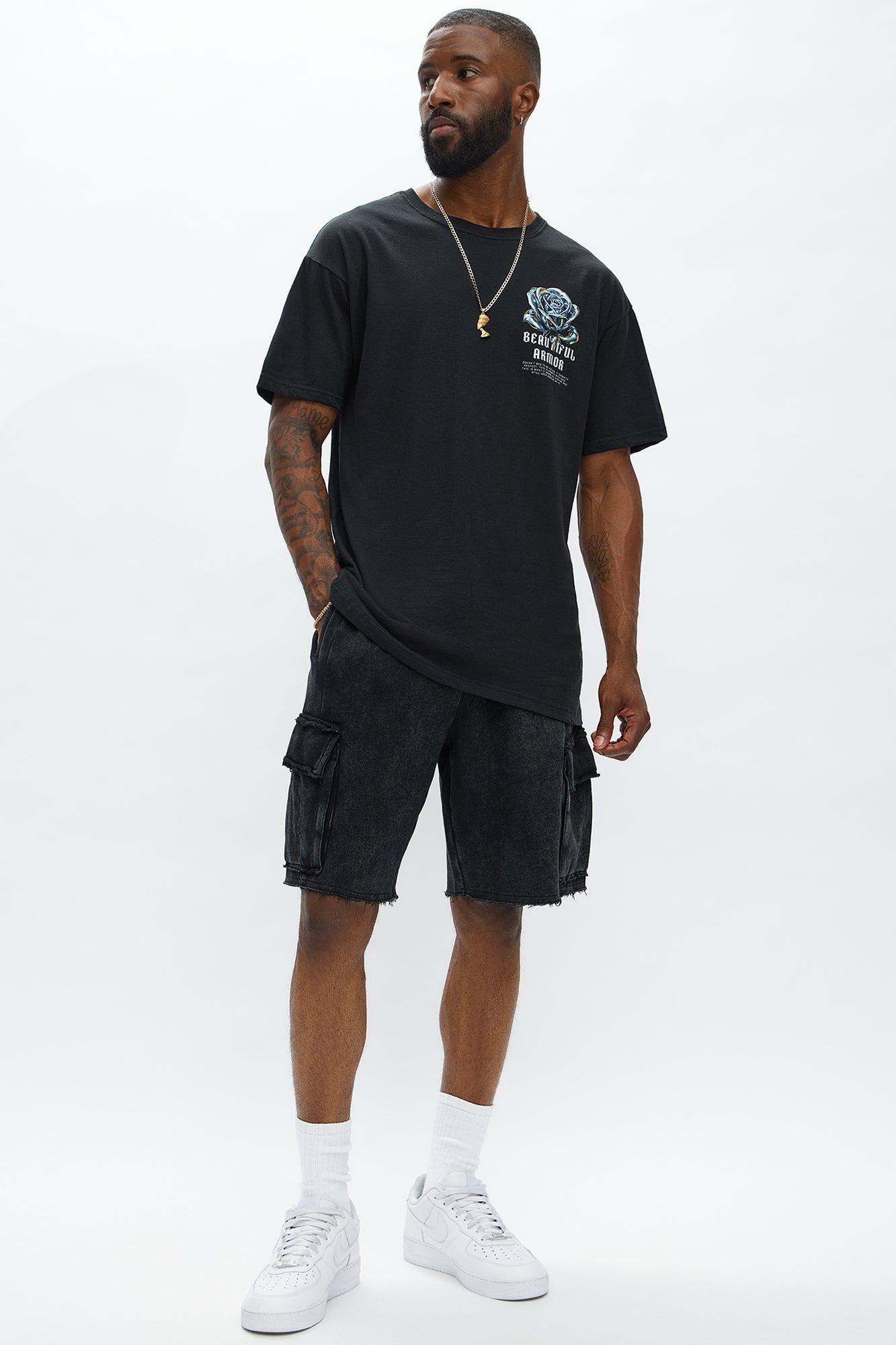 Cargo Baggy Sweatshort - Black Male Product Image