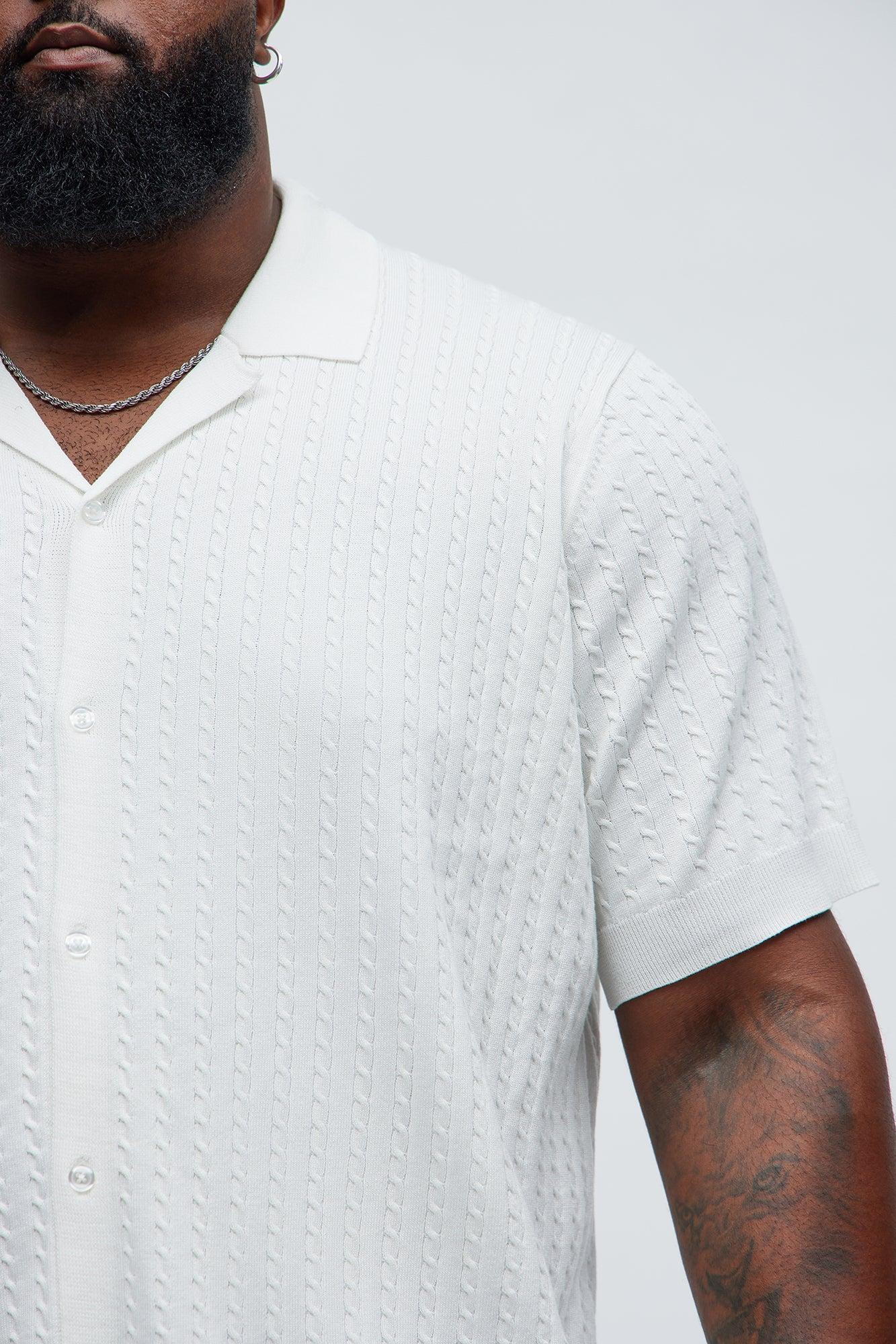 Waterfall Textured Polo Cardigan - Off White Product Image