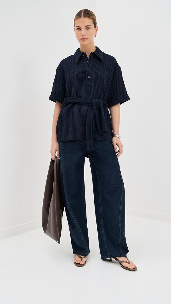 Tibi Quilted Waffle Polo Tunic Top | Shopbop Product Image