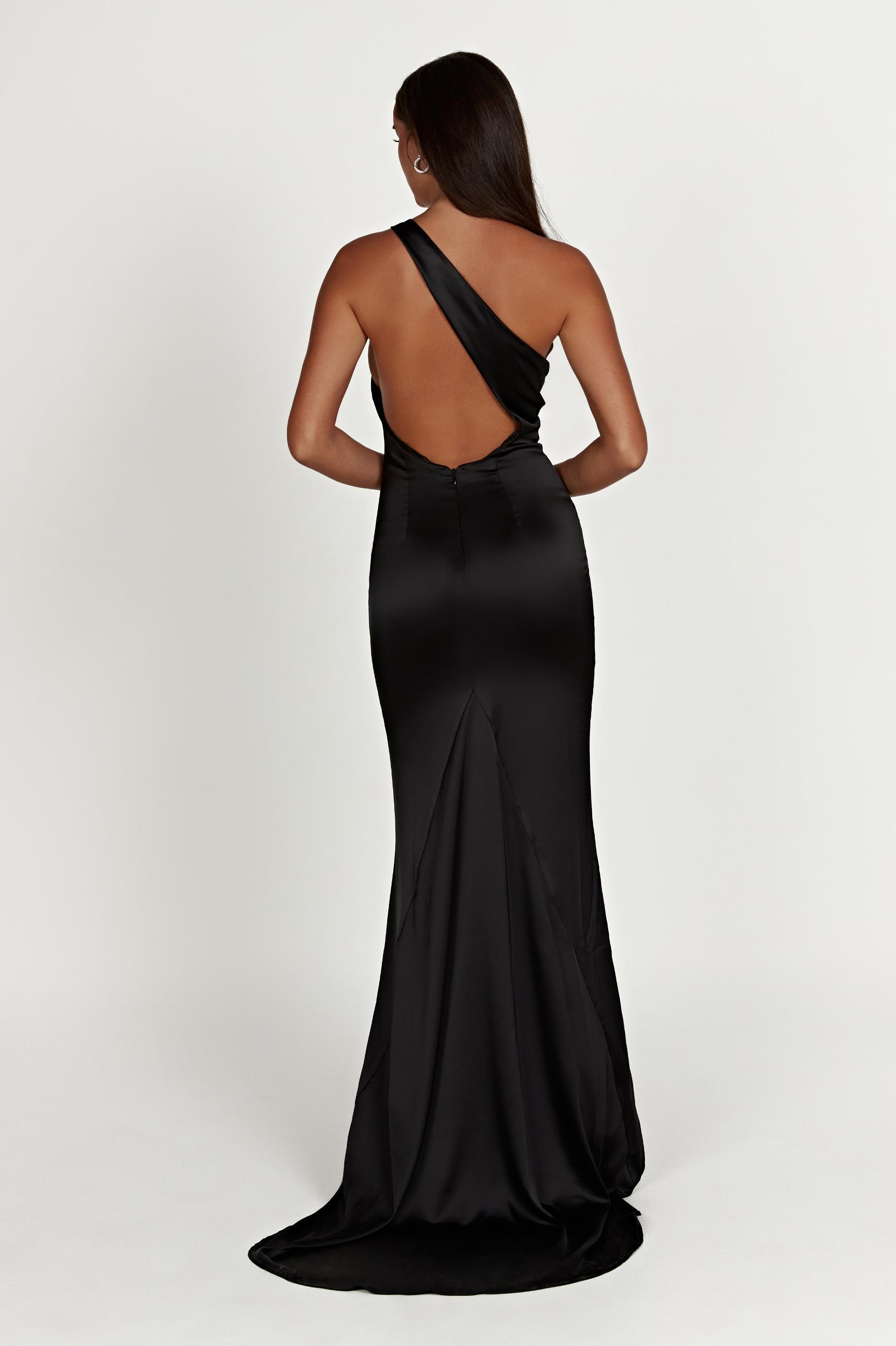 Harper One Shoulder Gown - Black Product Image