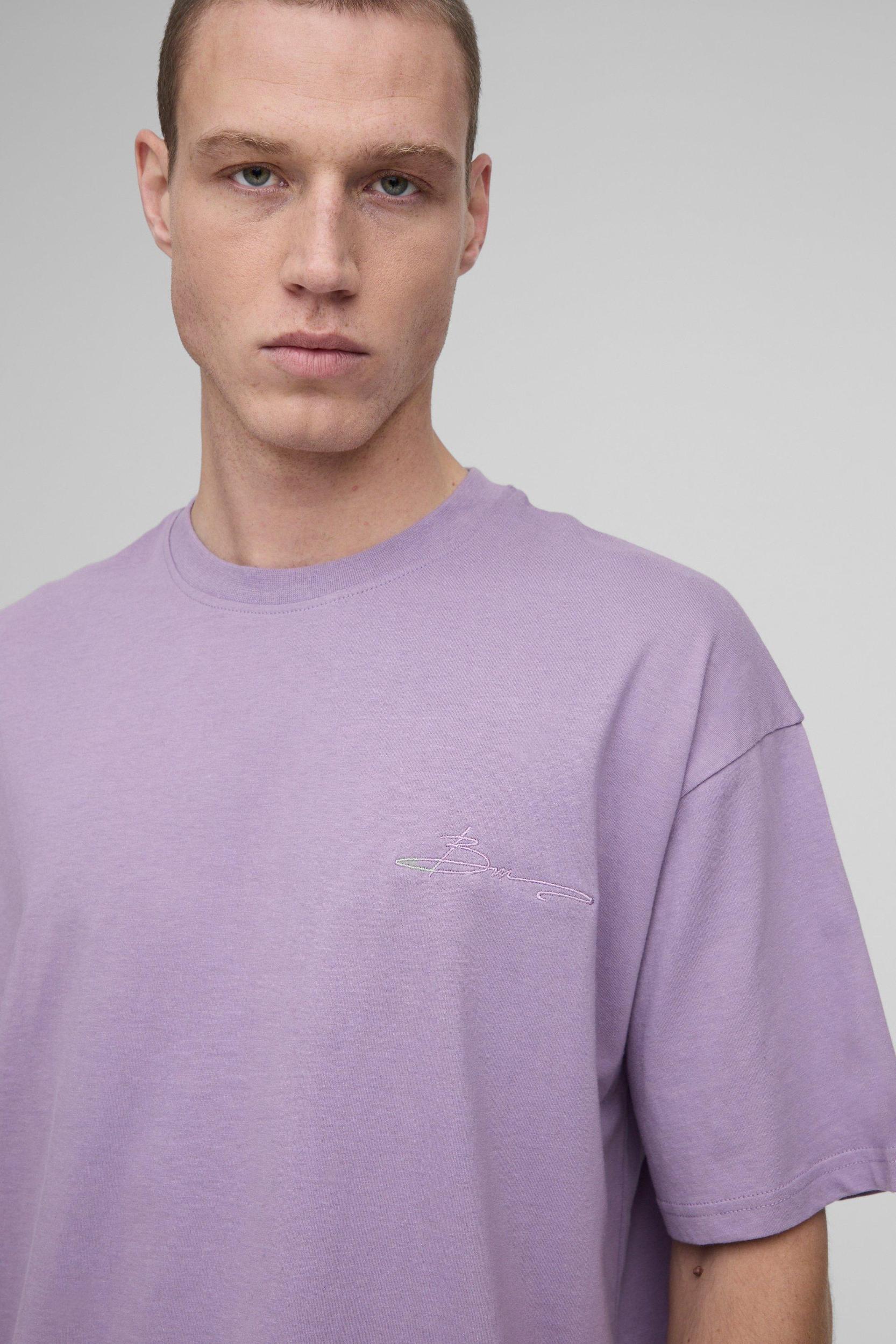 Oversized Boxy BM Signature Embroidered T-shirt | boohooMAN USA Product Image