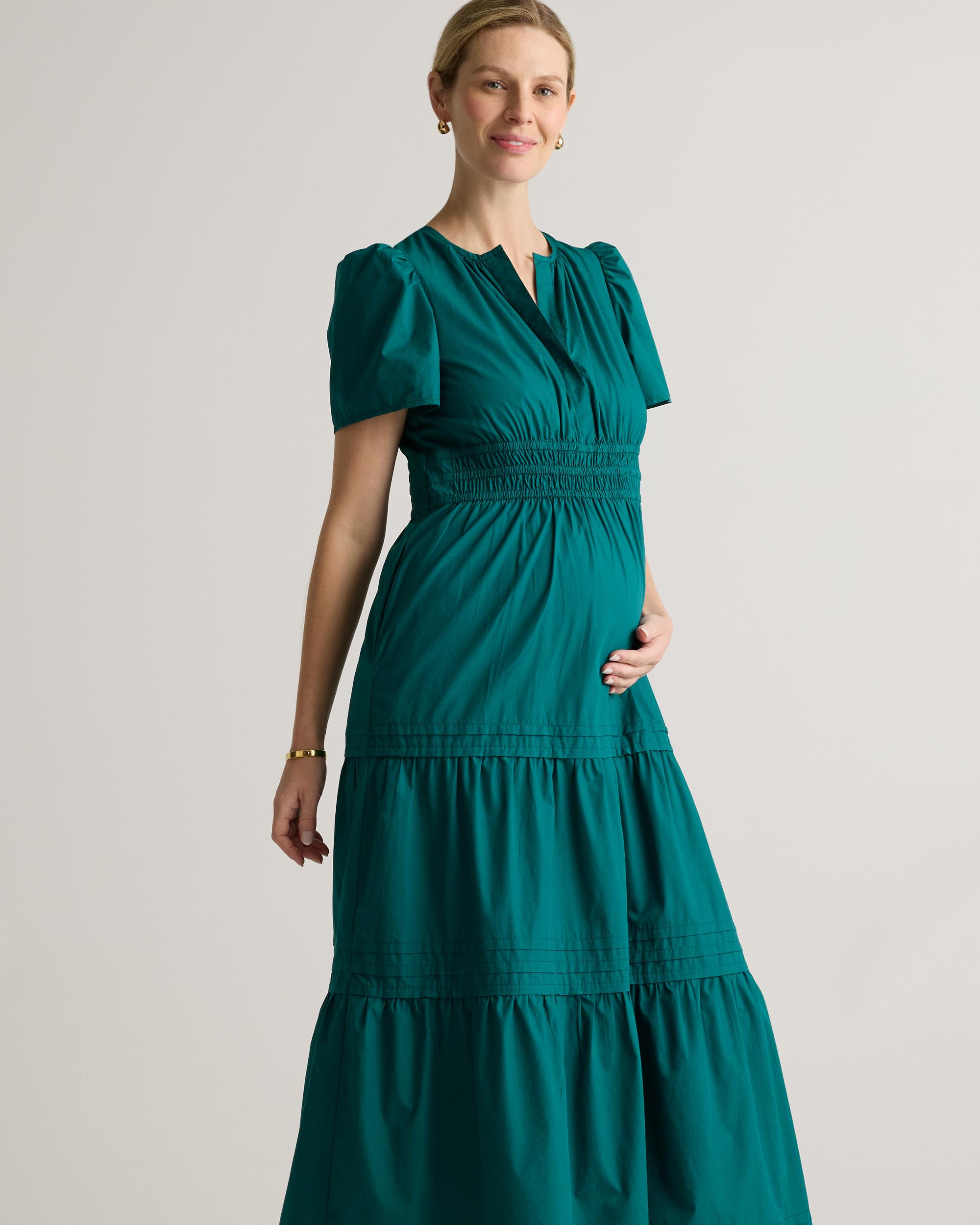 Quince | Women's Poplin Maternity Tiered Maxi Dress Size XL, Organic Cotton Product Image