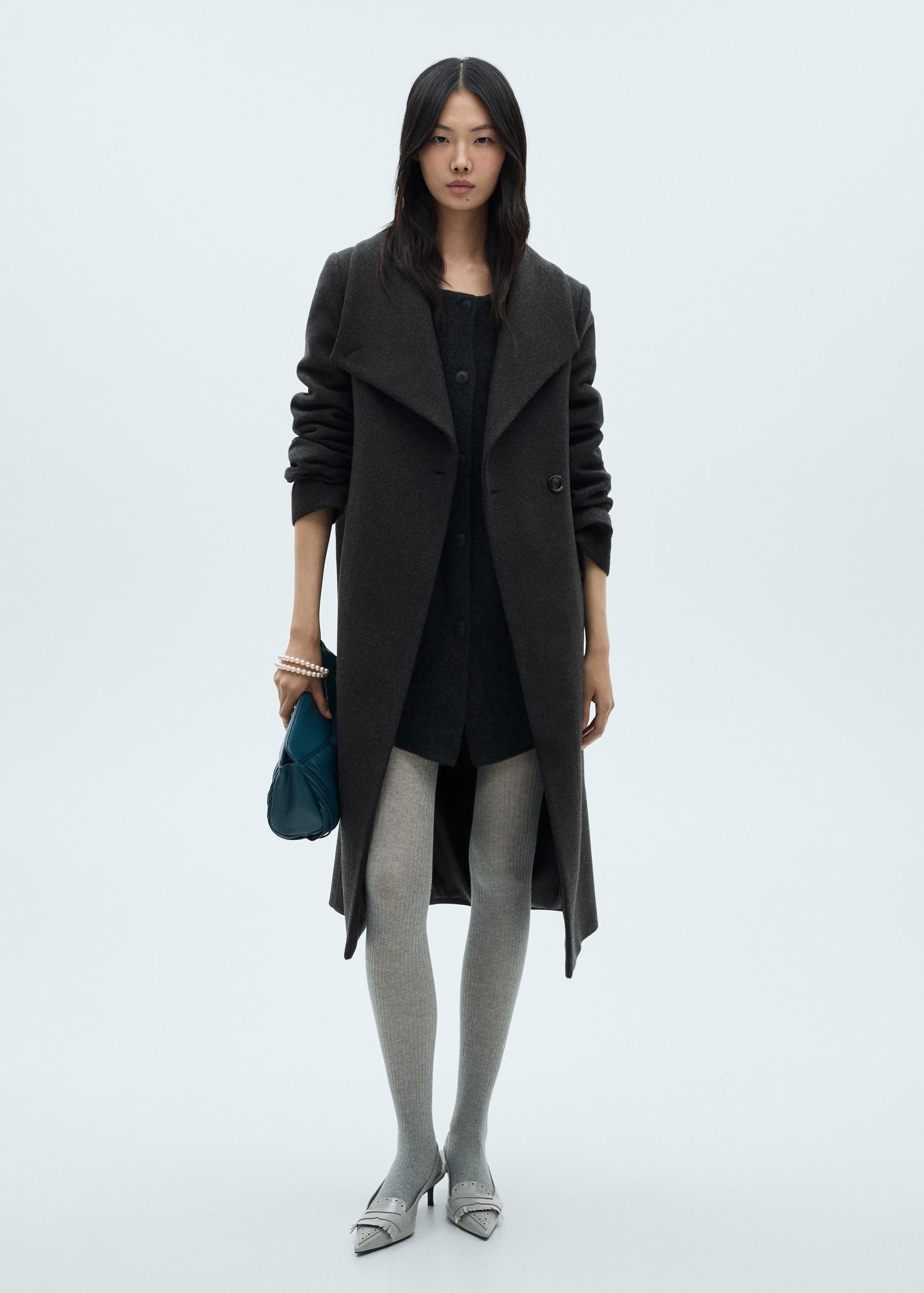 Woollen coat with belt - Women | MANGO USA Product Image