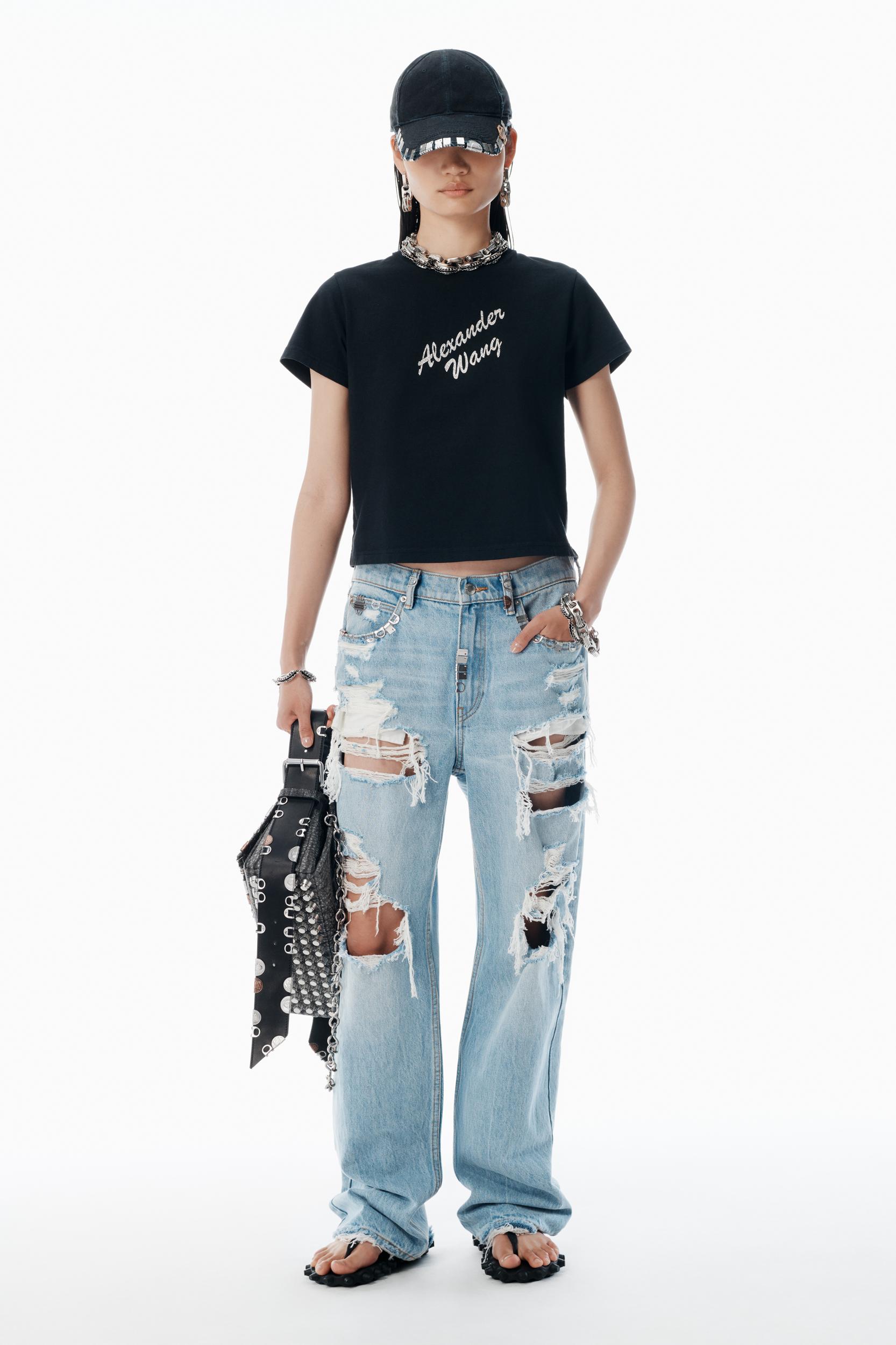 Black Crystal Hotfix & Cotton Logo Tee Product Image