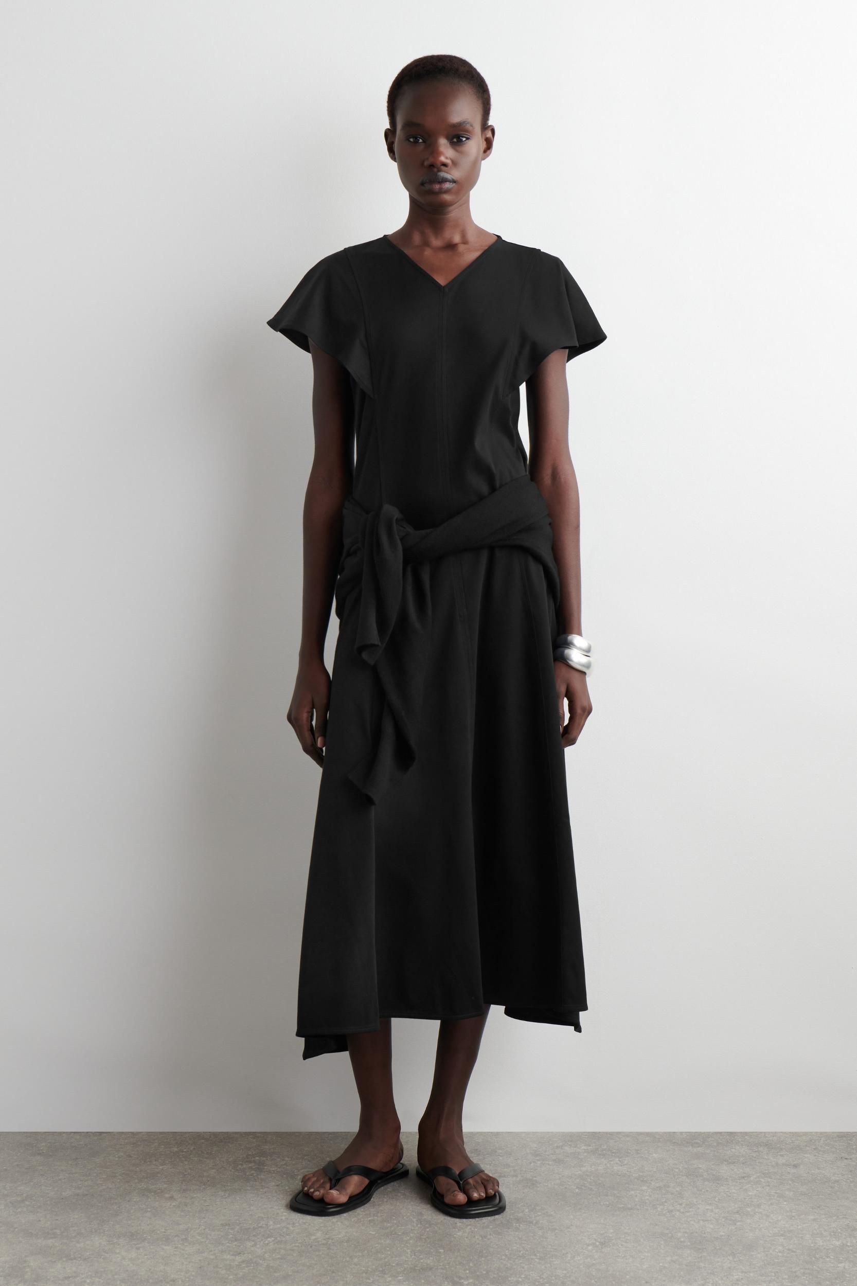 PETAL-SLEEVE COTTON MIDI DRESS Product Image