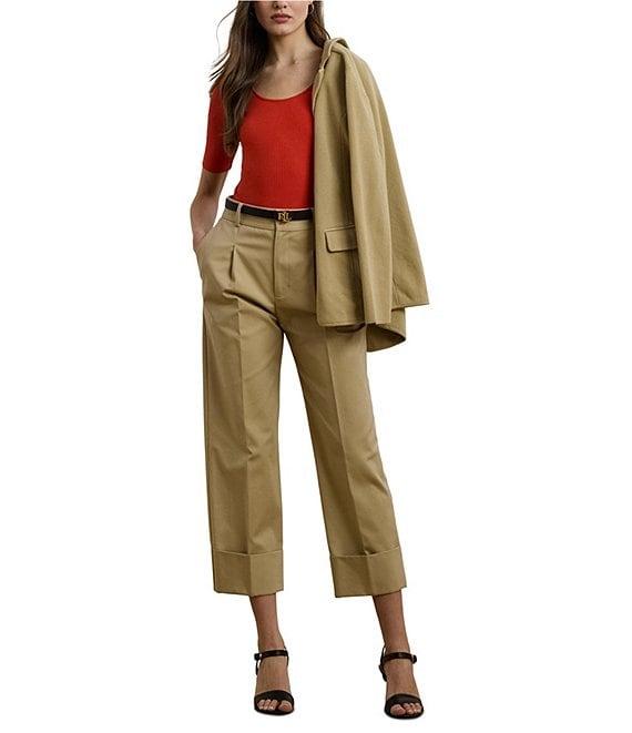 Lauren Ralph Lauren Cotton Blend Rib-Knit Scoop Neck Elbow Sleeve Tee Product Image